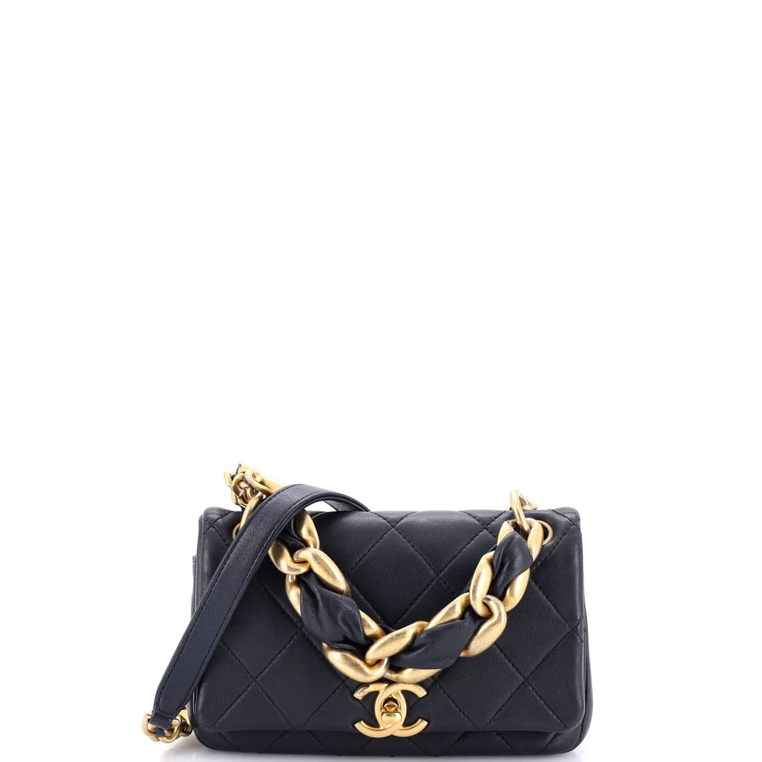 Small quilted lambskin flap bag chain more is Chanel: Small quilted lambskin flap bag chain more is Chanel Chain Is More Flap Bag with Quilted Lambskin Exterior in Blue, Repainted Leather and Aged Gold Hardware. This small quilted lambskin flap bag