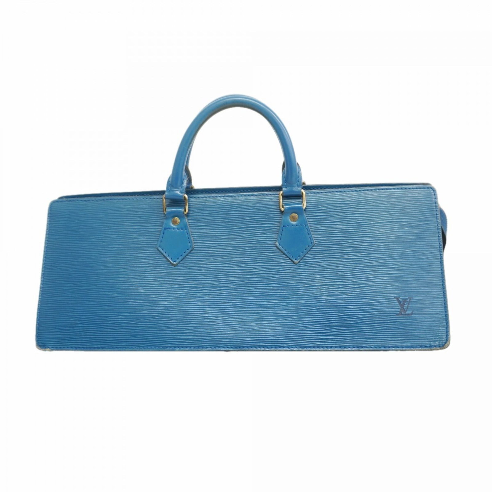 Handbag by Louis Vuitton: Handbag by Louis Vuitton Toledo Blue Louis Vuitton handbag, measuring 14cm x 40cm x 14cm, features the iconic brand's signature style. With traces of usage and minor scratches, this pre-owned bag stil