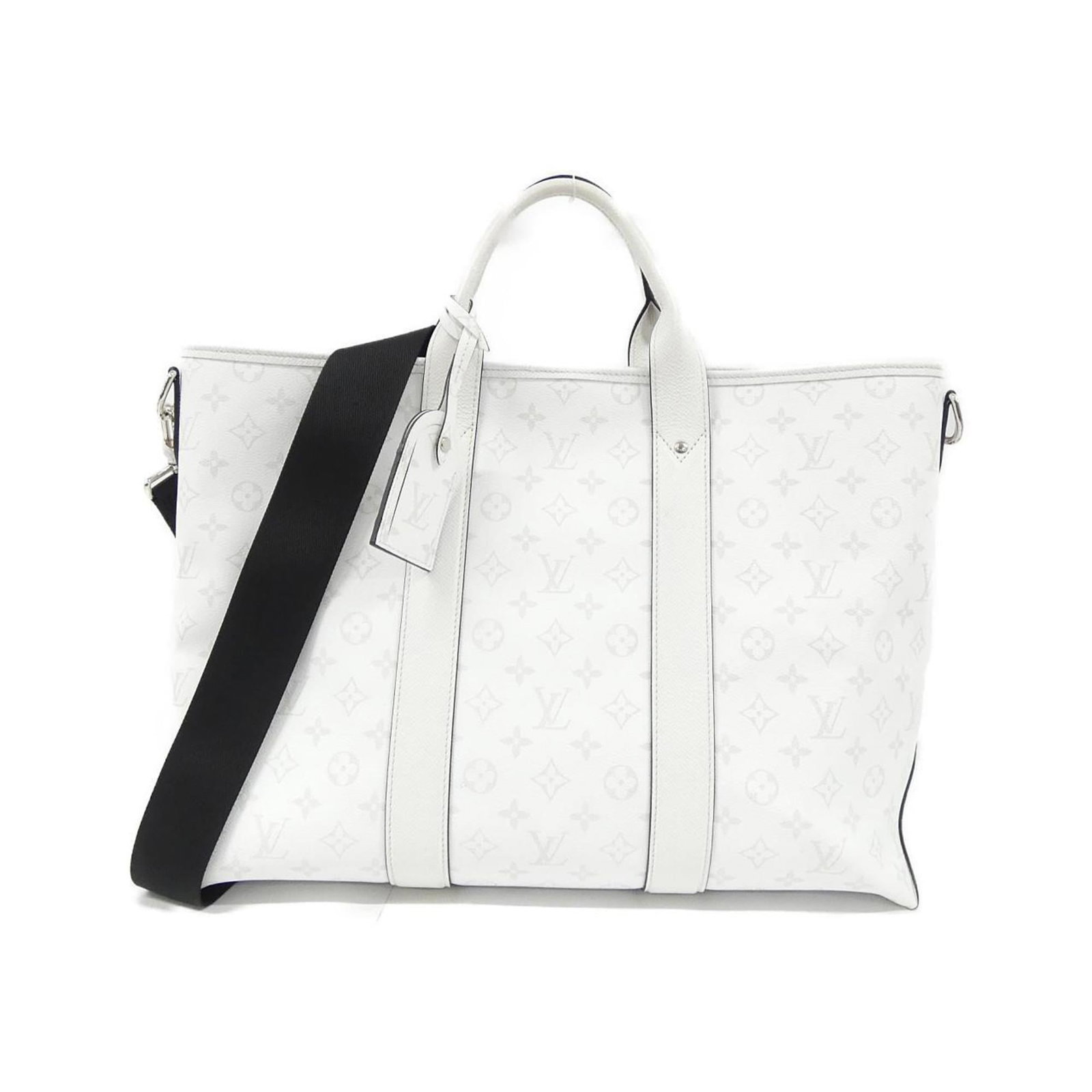 Louis Vuitton Handbag Coated Canvas Leather: Louis Vuitton Handbag Coated Canvas Leather This Louis Vuitton handbag boasts a classic design with a modern twist, featuring coated canvas and leather construction. The white calfskin material adds a