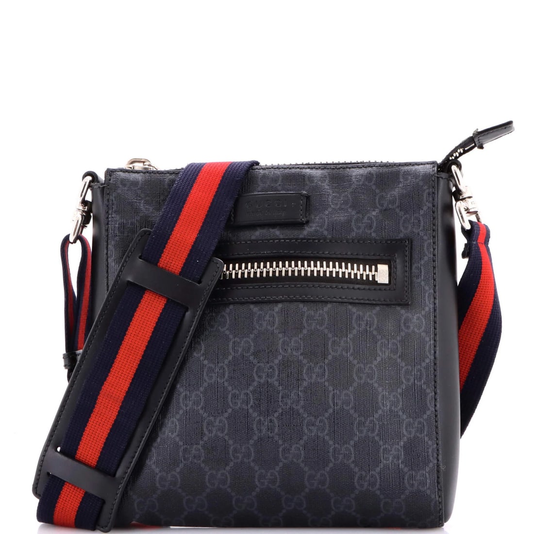 Canvas Strap Zip Messenger Bag Small Coated Gucci Front Web GG (1 of 7)