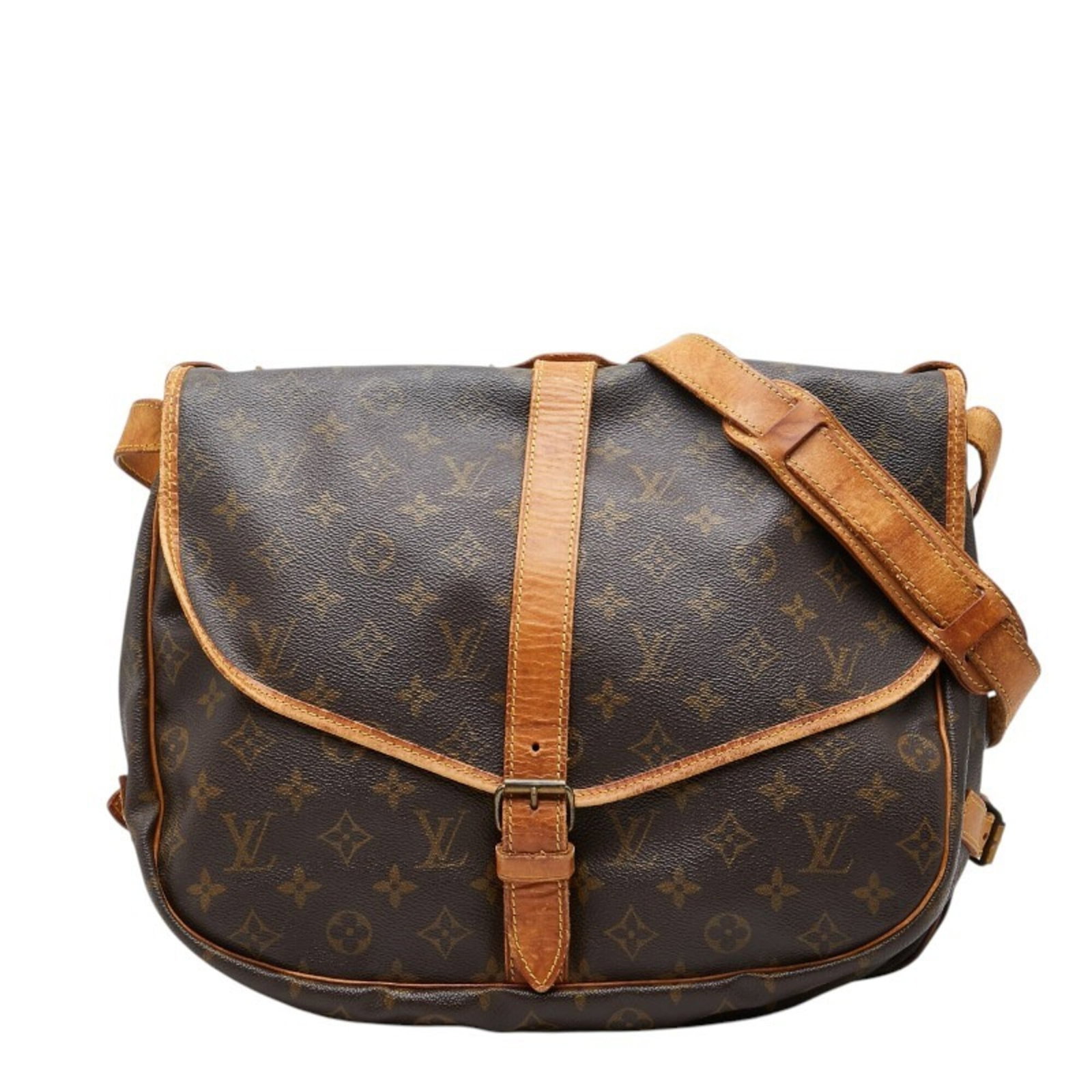 Vuitton Leather Pvc Shoulder Bag Louis: Vuitton Leather Pvc Shoulder Bag Louis This Louis Vuitton shoulder bag features a unique blend of Pvc and leather materials, with a distinctive brown color. Measuring 30cm x 35cm x 24cm, it has a