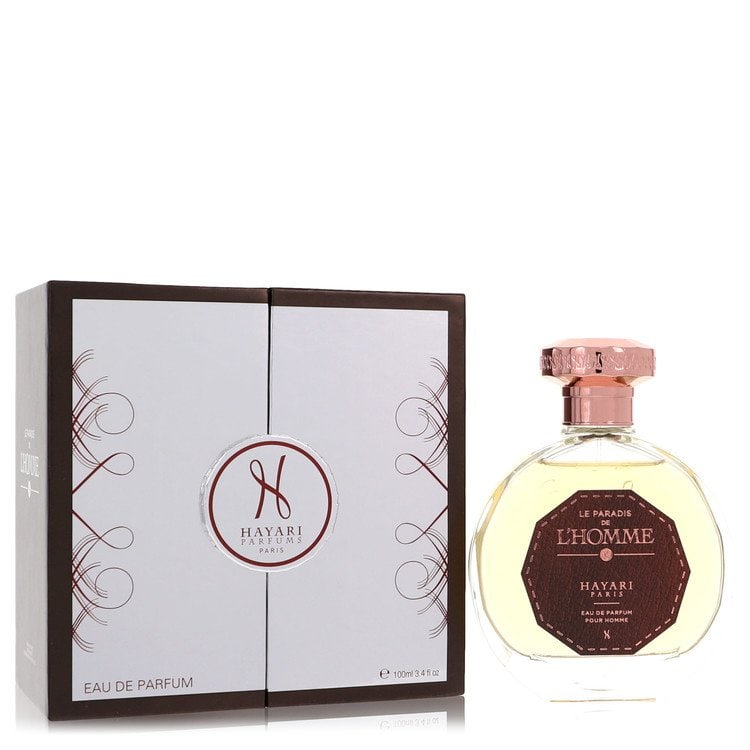 Hayari Le Paradis De L'homme Cologne By Hayari Eau De Parfum Spray: Hayari Le Paradis De L'homme Cologne By Hayari Eau De Parfum Spray 3.4 oz Eau De Parfum Spray, featuring Hayari Le Paradis De L'homme Cologne for Men, with a total weight of 500 grams. This fragrance 