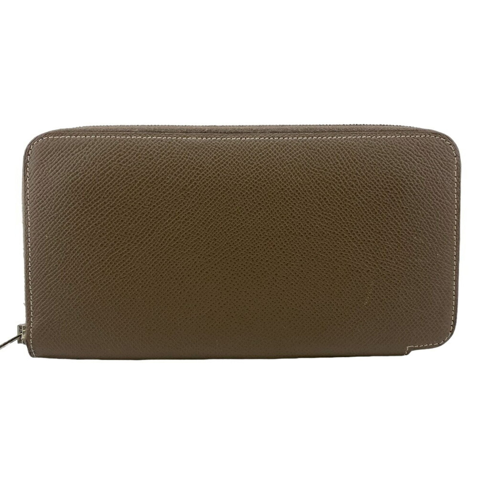 Hermes Long Wallet (Bi-Fold) Leather: Hermes Long Wallet (Bi-Fold) Leather Beige leather bi-fold wallet from Hermes, measuring 10.5cm x 20cm, with visible traces of usage and minor scratches. This long wallet features classic design and
