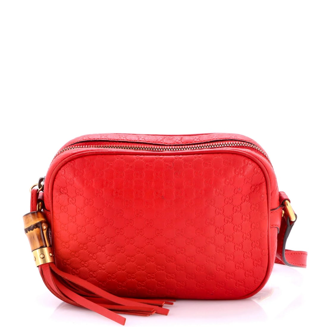 Gucci Sunshine Disco Crossbody Bag Microguccissima Leather Small: Gucci Sunshine Disco Crossbody Bag Microguccissima Leather Small Small, vibrant red Gucci Sunshine Disco Crossbody Bag Microguccissima Leather Small with heavy edge wear and scuffs on exterior. The