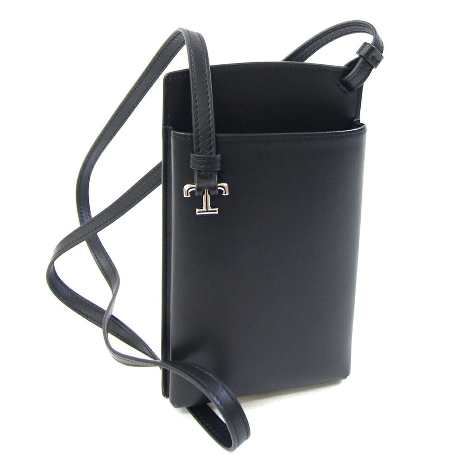 Shoulder Bag Leather Pochette Tod's: Shoulder Bag Leather Pochette Tod's Black leather shoulder bag with a classic pochette design, featuring a simple yet elegant shape and a small size. The Tod's brand is known for its high-quality