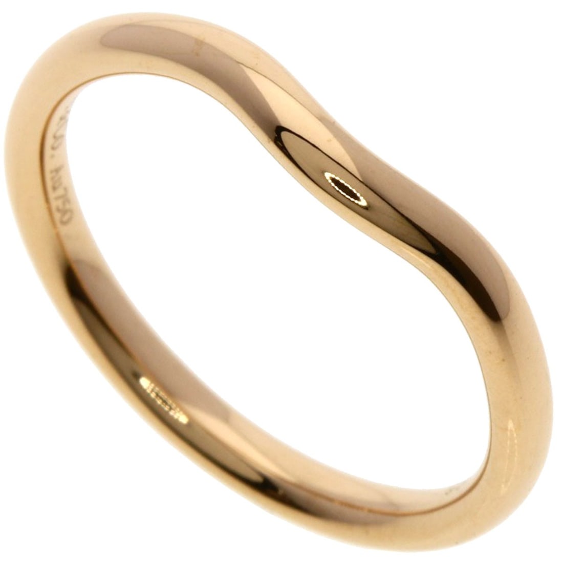Pink Gold Ring Tiffany Co Curved Band K18: Pink Gold Ring Tiffany Co Curved Band K18 K18 Pink Gold Ring from Tiffany Co. features a curved band with a gold metal exterior, measuring ring size 6.75(US). This piece boasts a striking pink gold co