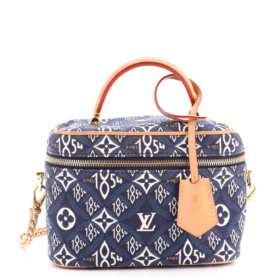 Limited Edition Monogram Jacquard PM Since 1854 Louis Vuitton: Limited Edition Monogram Jacquard PM Since 1854 Louis Vuitton Blue Monogram Jacquard PM Since 1854 Louis Vuitton Top Handle Bag features a striking blue exterior with the iconic monogram pattern, craf
