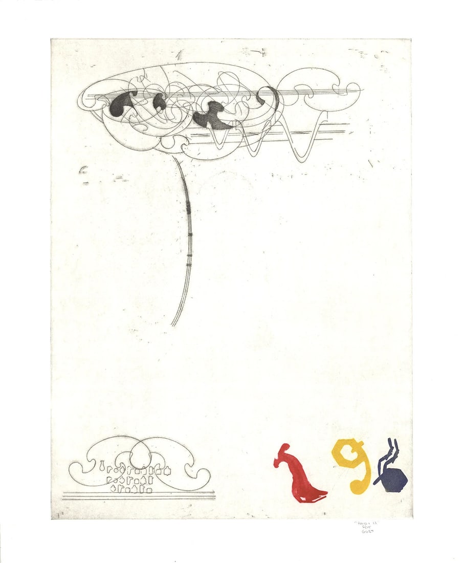 GLENN GOLDBERG Paco + J.J. SIGNED 35.75" x 29.5" Etching 1987 Contemporary Black (1 of 1)