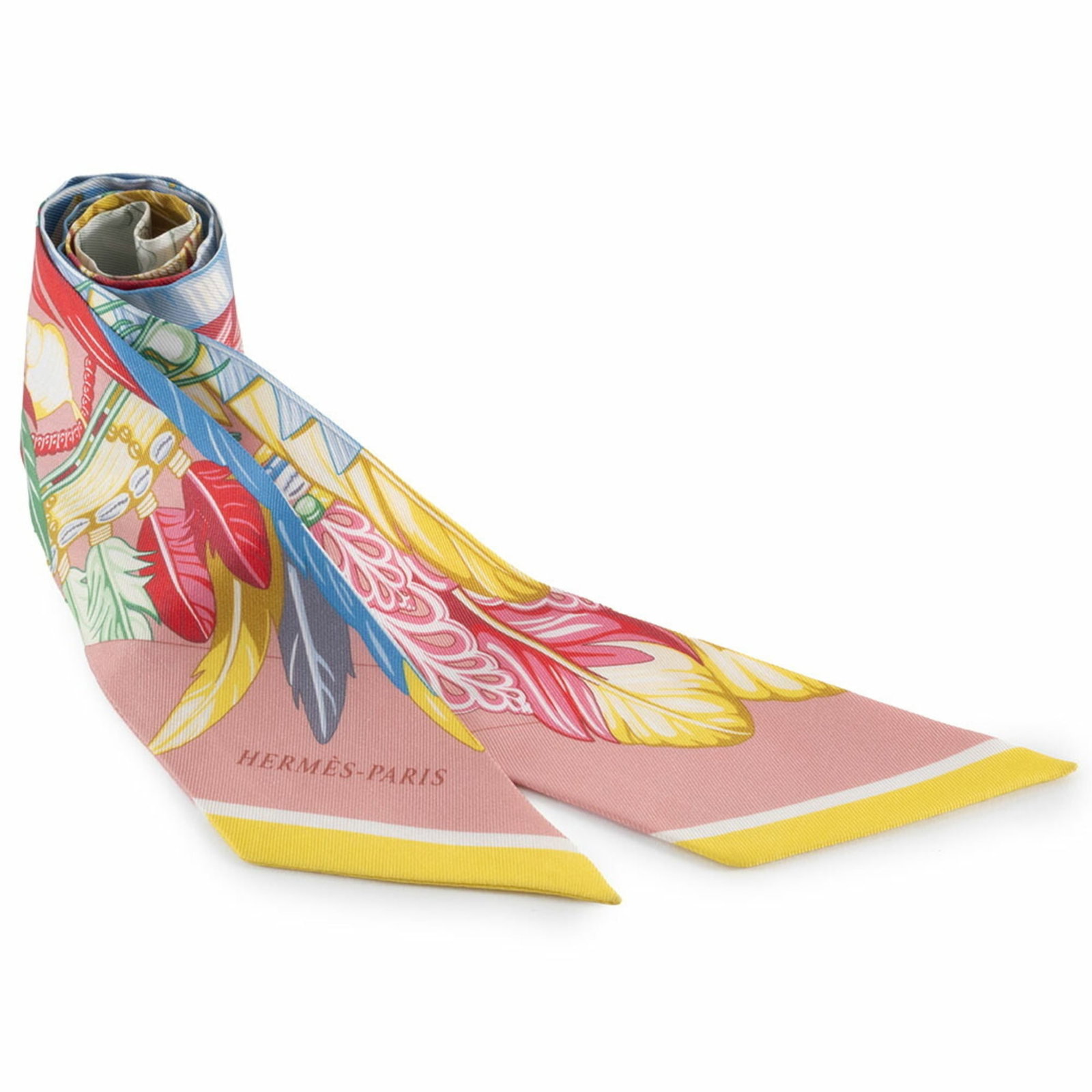 Hermes Silk Scarf: Hermes Silk Scarf Silk scarf from renowned luxury brand Hermes, featuring a multi-color design. The scarf bears visible traces of usage and minor scratches, with some dirt present but overall in good 