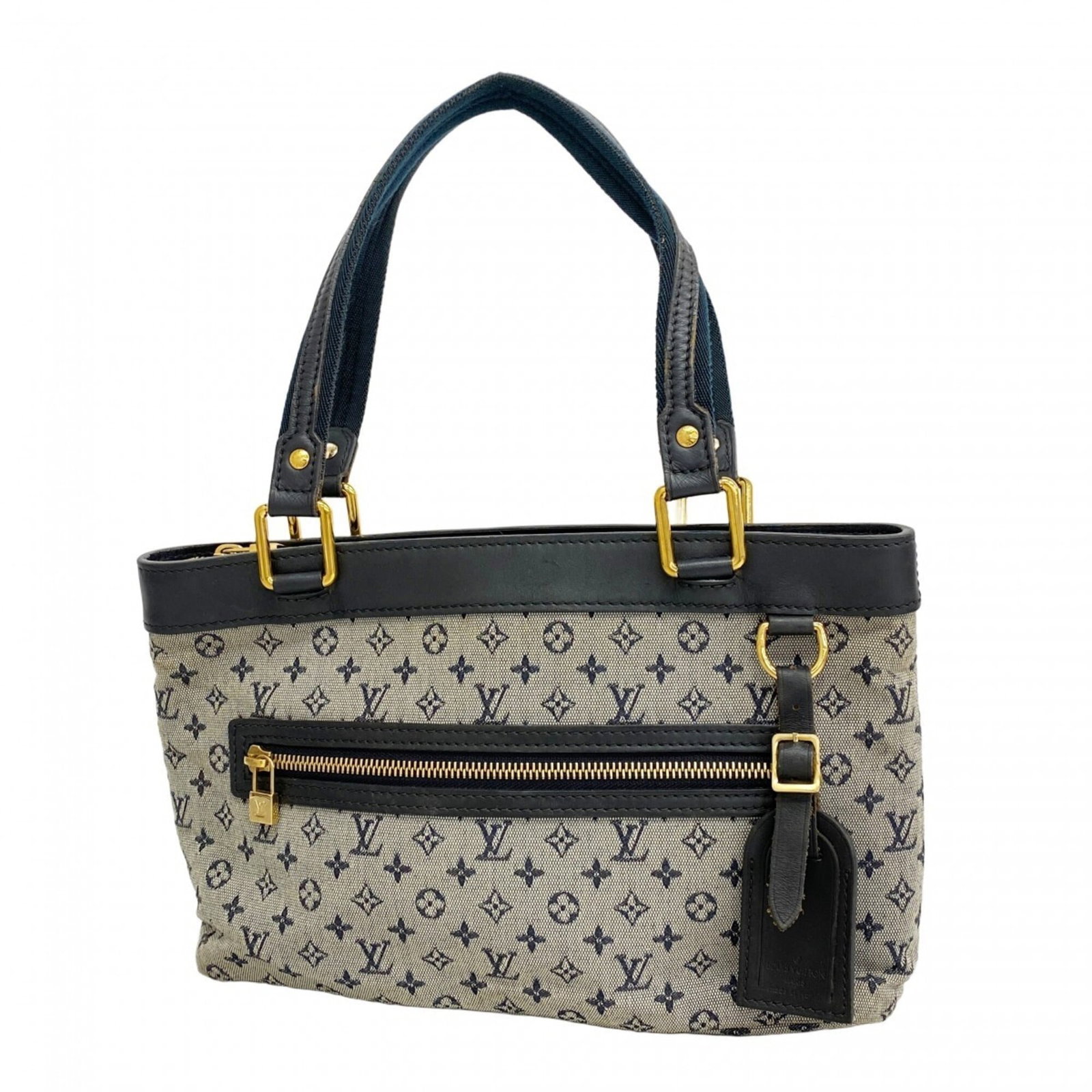 Handbag by Louis Vuitton: Handbag by Louis Vuitton This Louis Vuitton handbag boasts a stunning blue hue, measuring 19cm x 29cm x 8cm. With its classic design and timeless appeal, it has accumulated some signs of usage, includ