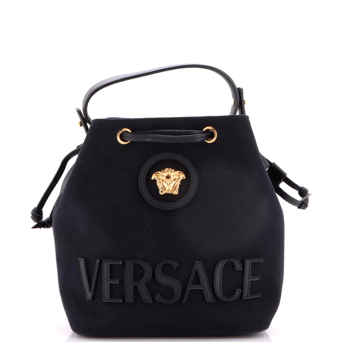 Medusa Bucket Drawstring Bag Canvas Leather Small Versace (1 of 6)