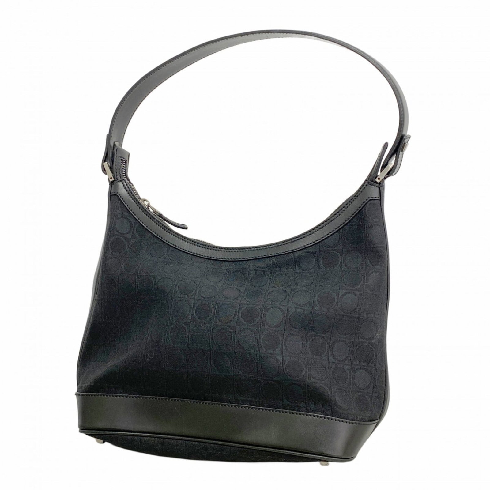Salvatore Ferragamo shoulder canvas bag: Salvatore Ferragamo shoulder canvas bag Black canvas shoulder bag from Salvatore Ferragamo, featuring silver hardware. The bag has a classic design with clean lines and a timeless aesthetic, making