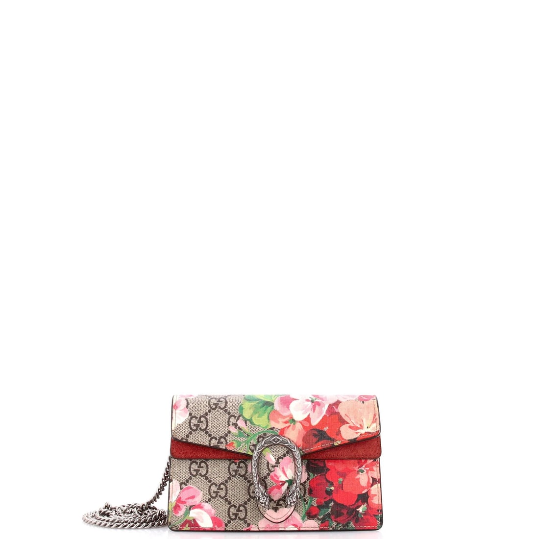 Dionysus Bag Blooms Print Coated Canvas GG Super Mini Gucci: Dionysus Bag Blooms Print Coated Canvas GG Super Mini Gucci The Gucci Dionysus Bag Blooms Print Coated Canvas Super Mini boasts a stunning brown canvas exterior with a unique GG Super Mini design.