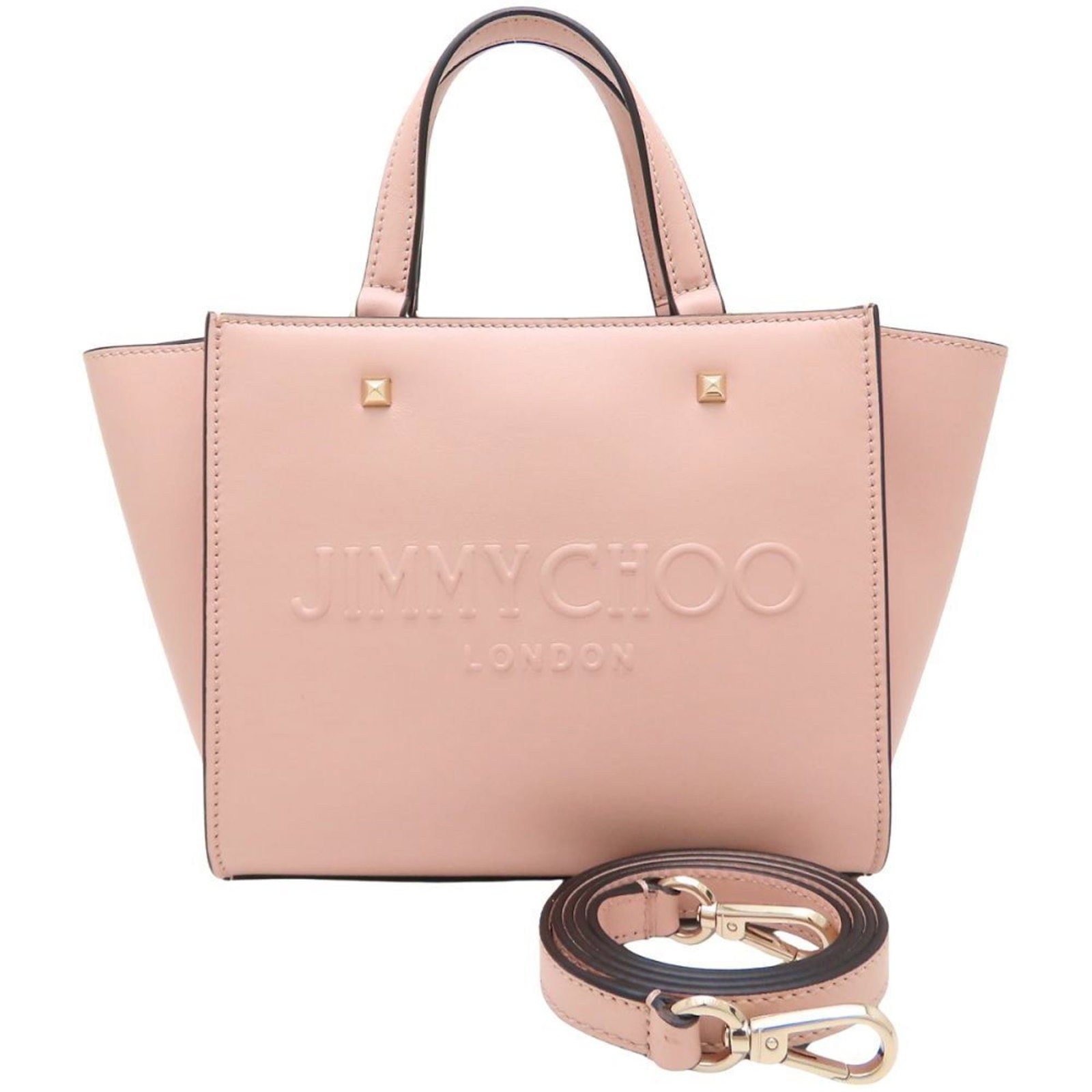 Jimmy Choo Tote Leather Bag: Jimmy Choo Tote Leather Bag Pink Beige Leather Tote Bag from Jimmy Choo, featuring a classic design with a magnet closure and available in a unique pink beige color. This used tote bag measures