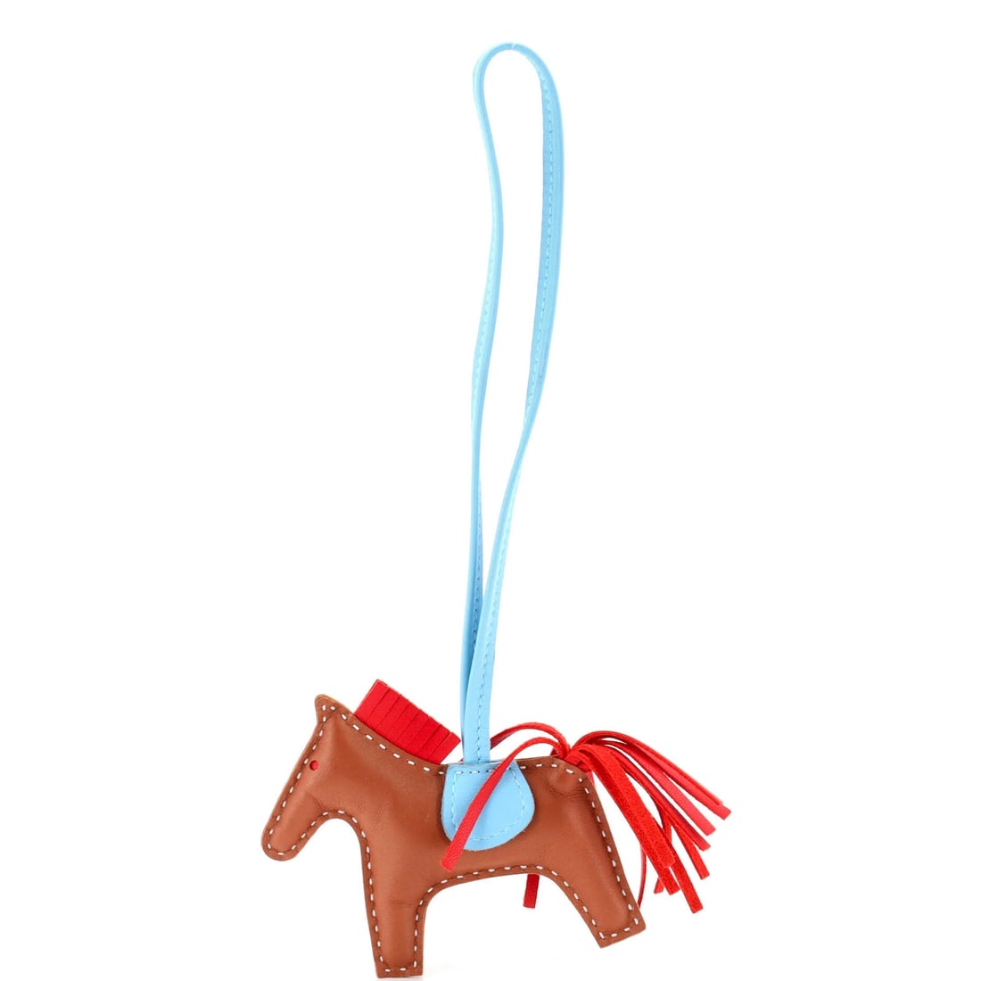 Hermes GriGri Rodeo Bag Charm Leather PM: Hermes GriGri Rodeo Bag Charm Leather PM The Hermes GriGri Rodeo Bag Charm Leather PM is a stylish accessory, measuring 3" in height, 3.5" in width, and 1" in depth. Made from high-quality leather,