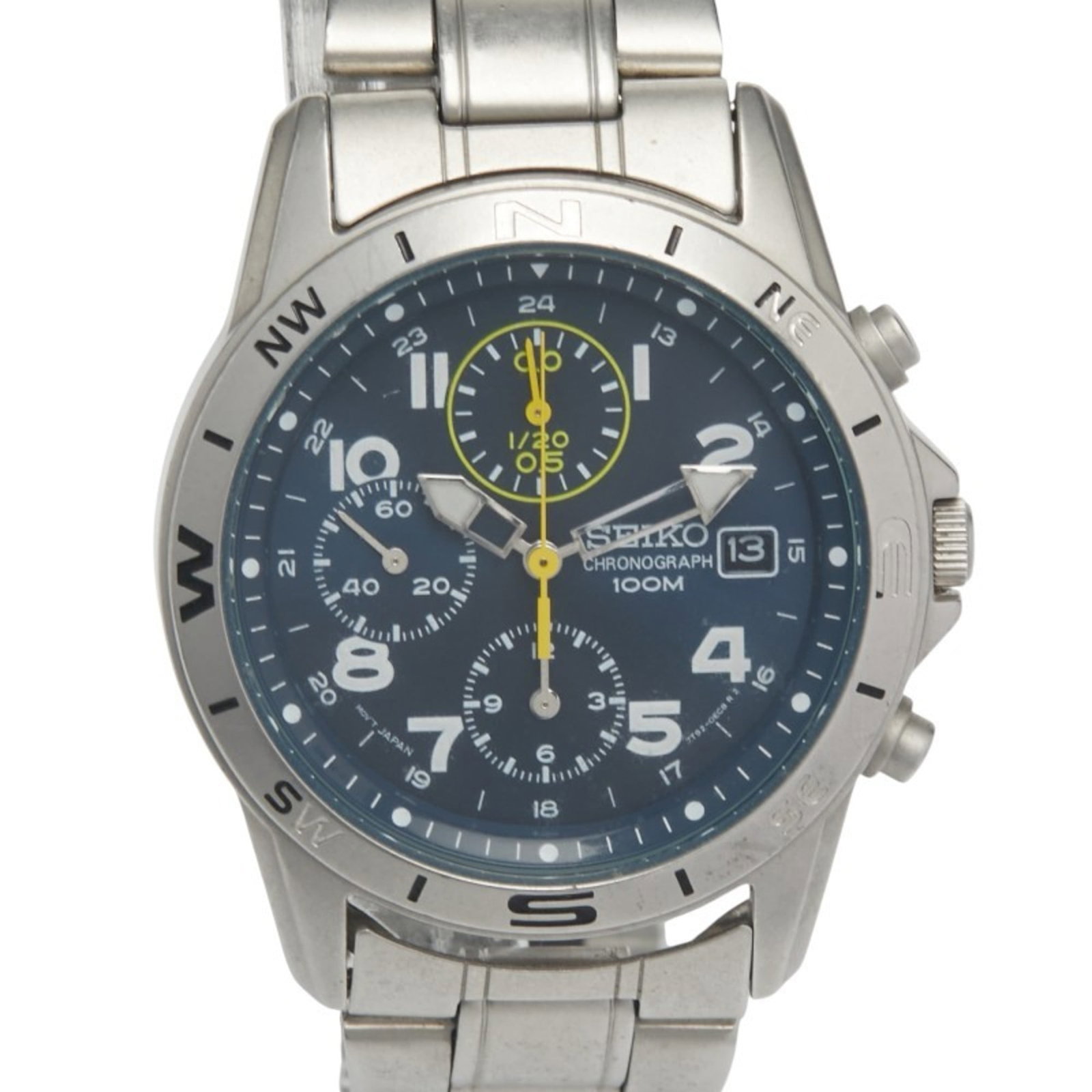Seiko Wristwatch: Seiko Wristwatch Stainless steel case and band provide durability, while the black dial adds a sleek touch to this Seiko wristwatch. With its 38mm diameter and 14.7mm thickness, it's designed for ever