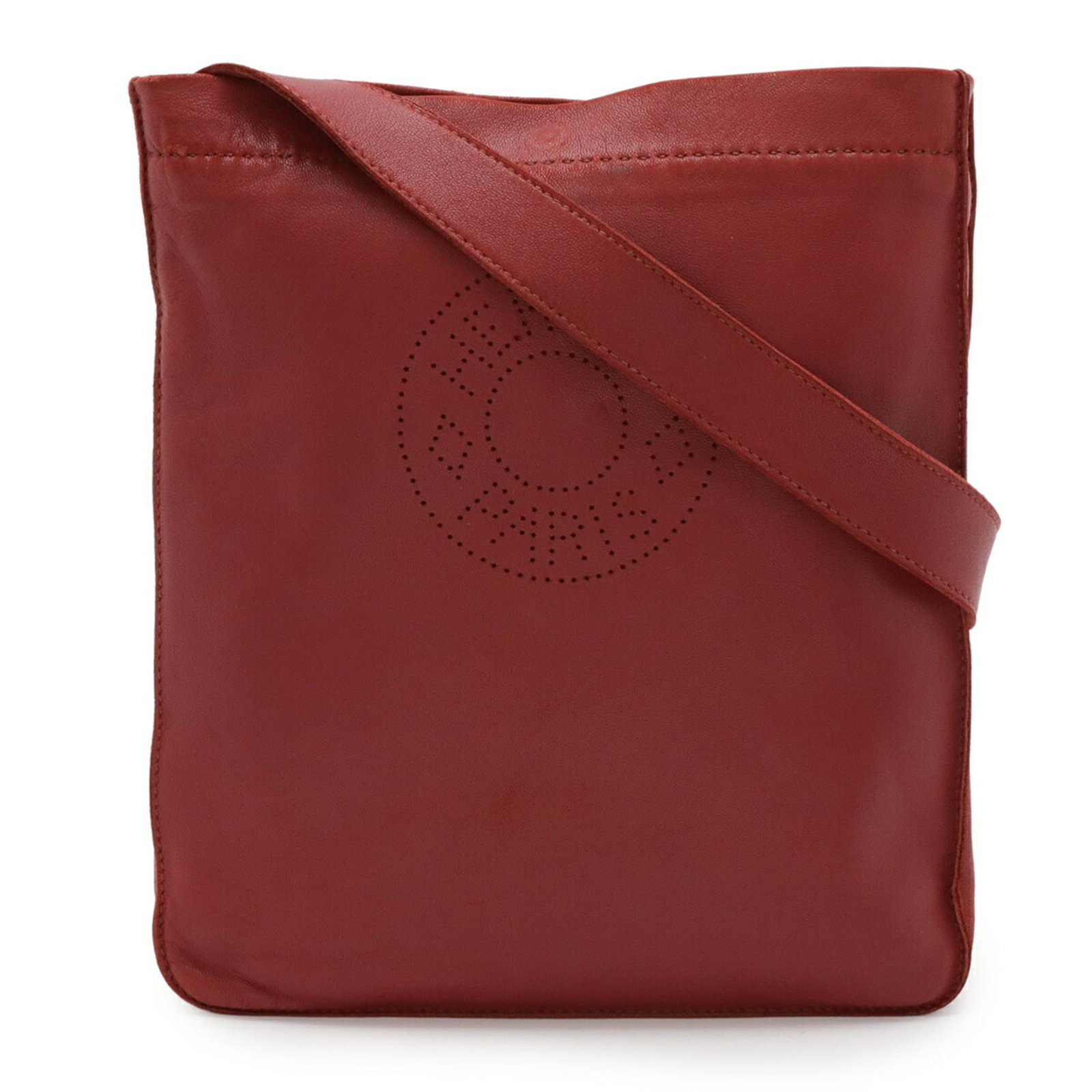 Hermes Pochette Shoulder Bag: Hermes Pochette Shoulder Bag Pink Red Pochette Shoulder Bag by Hermes, featuring a classic design with subtle scratches and signs of usage. This pre-owned bag measures 22.5cm x 19.5cm x 1.5cm and boas