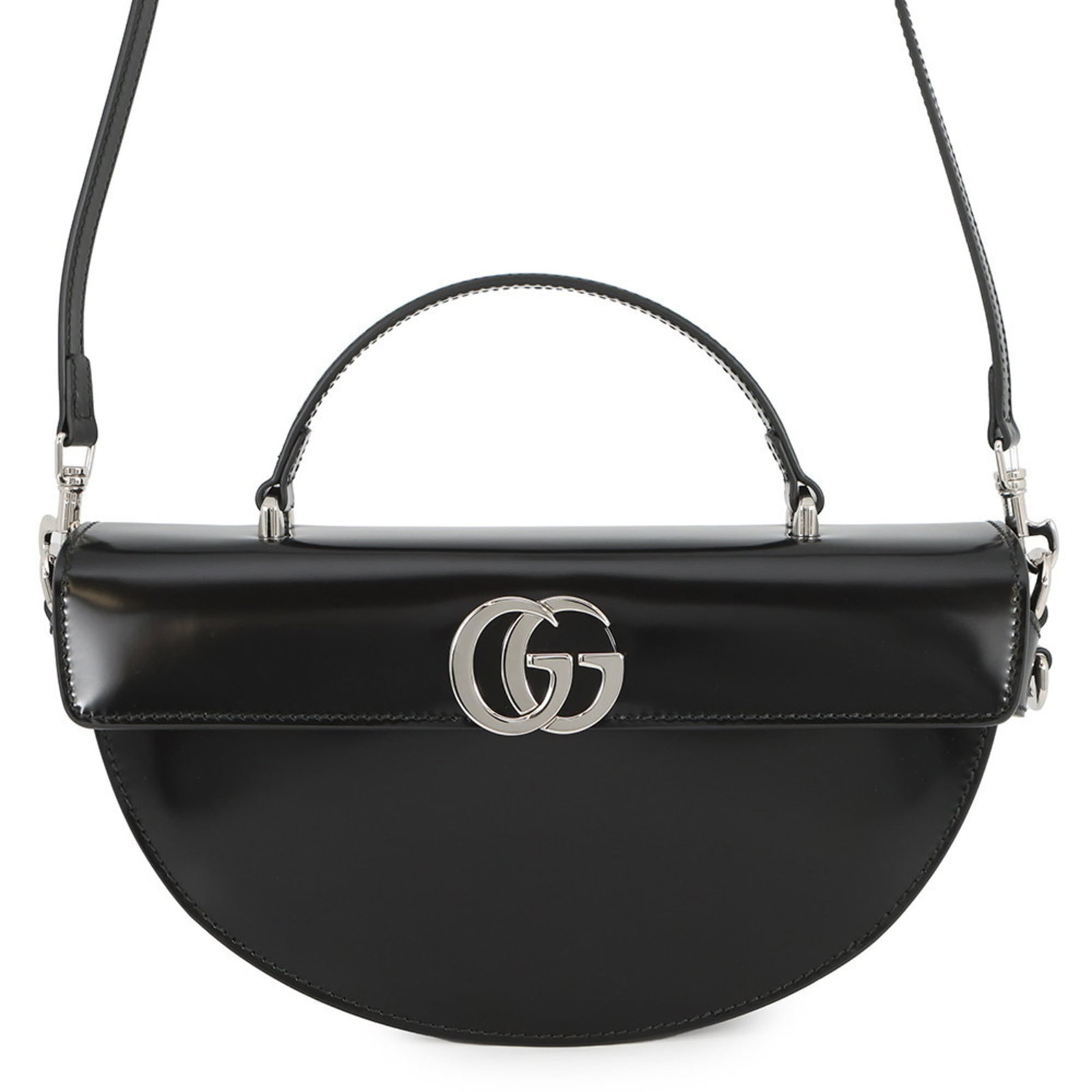 Gucci Handbag Shoulder Bag Leather: Gucci Handbag Shoulder Bag Leather Black Gucci leather shoulder bag with silver hardware, featuring a classic design and durable construction. Measuring 15cm x 28cm x 5cm, it weighs approximately 670g