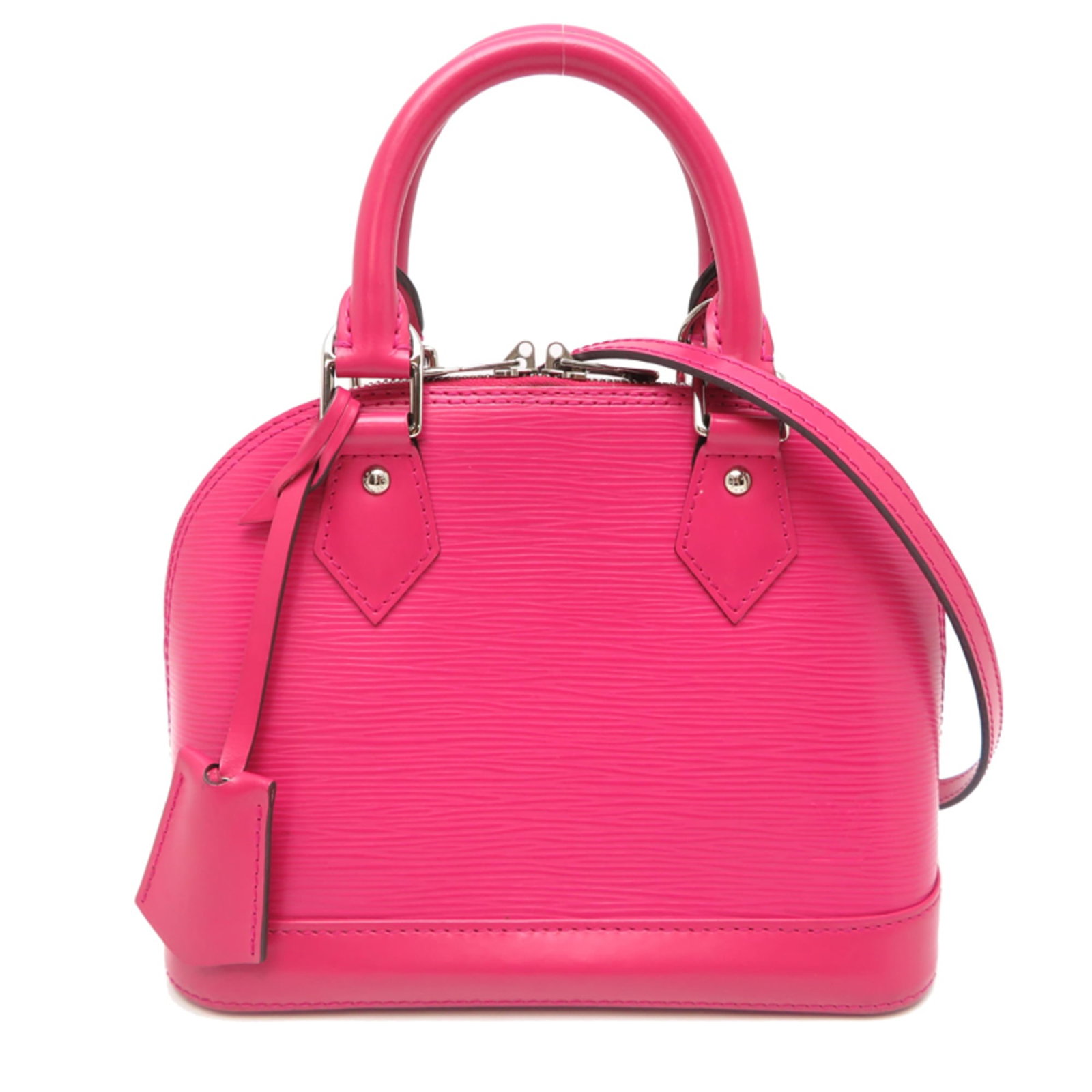 Epi Leather Louis Vuitton Handbag: Epi Leather Louis Vuitton Handbag Epi Leather Louis Vuitton Handbag in Fuchsia Pink. This used handbag features Epi leather material and measures 17cm x 23cm x 11cm, with visible traces of usage and