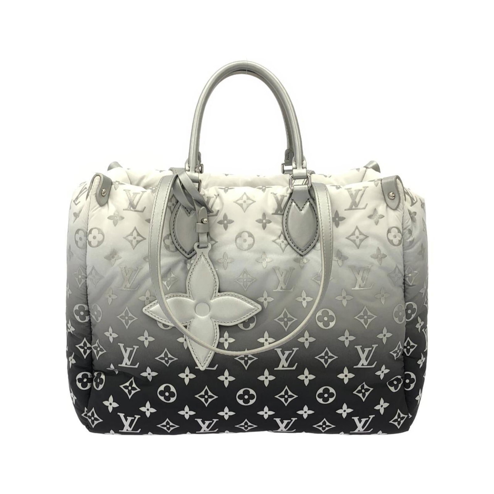 Louis Vuitton Handbag Nylon: Louis Vuitton Handbag Nylon The Louis Vuitton Handbag Nylon boasts a sleek, modern design with a gray and silver color scheme. Made from durable nylon, this versatile handbag measures 27cm x 36cm x 16