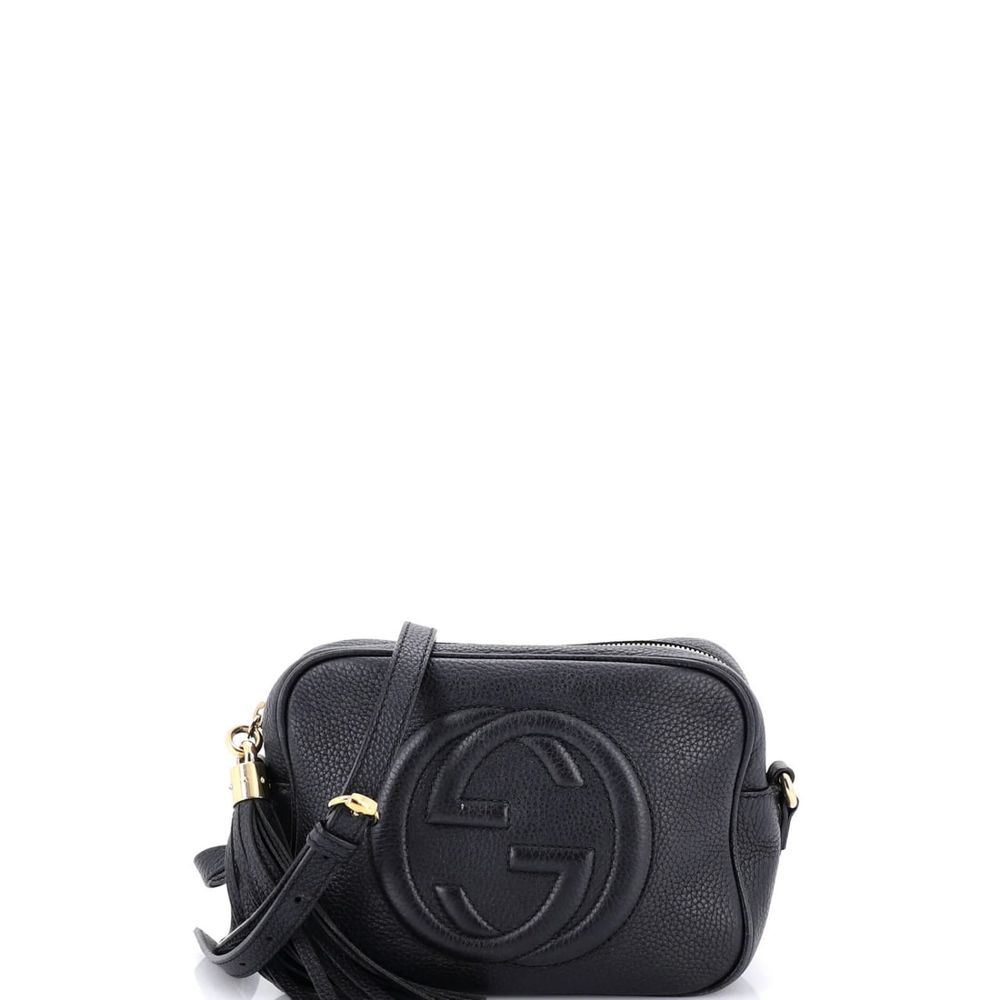 Gucci Soho Disco Crossbody Bag Leather Small: Gucci Soho Disco Crossbody Bag Leather Small Small Gucci Soho Disco Crossbody Bag in Black Leather. This cross-body bag features a classic design with heavy corner wear, scuffs, and edge wear on the