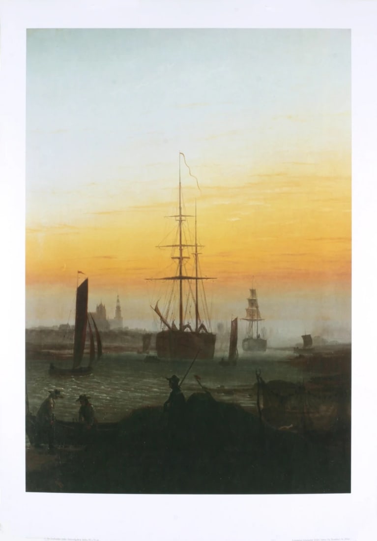 Poster Renaissance Br 35.5" x 27.5" Harbor Greiwalden David Friedrich Caspar (1 of 1)