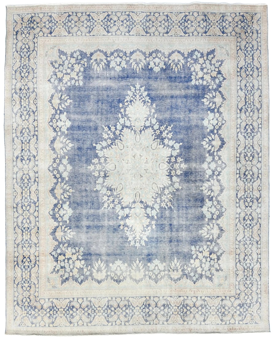 Rug antique muted floral distressed oriental carpet vintage farmhouse 10x12 ft (1 of 13)