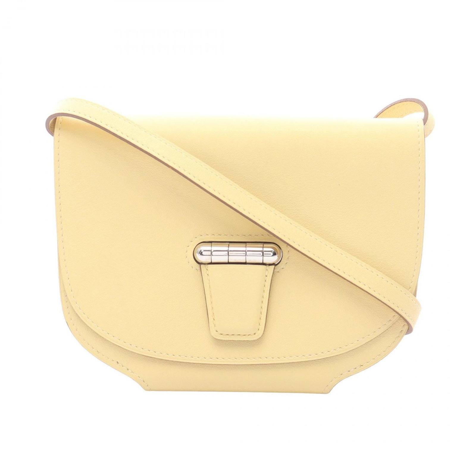Swift leather shoulder bag by Hermes: Swift leather shoulder bag by Hermes Swift leather shoulder bag by Hermes, featuring swift leather material and a compact size. The bright yellow color adds a pop of personality to any outfit. With a
