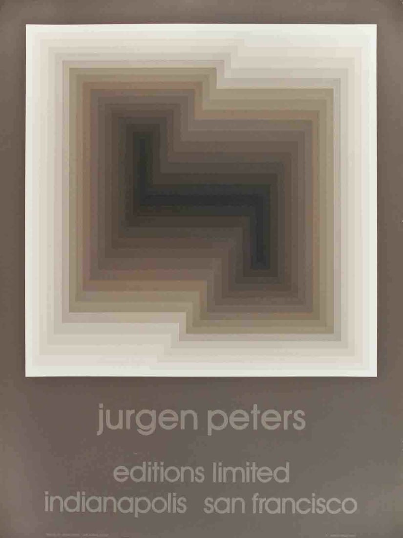JURGEN PETERS Diagonal 40" x 30" Serigraph 1979 Contemporary Brown Gray Silkscr (1 of 1)