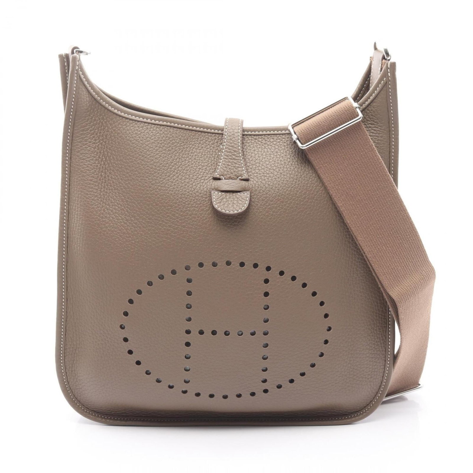 Hermes Handbag Shoulder Bag Taurillon Clemence Leather: Hermes Handbag Shoulder Bag Taurillon Clemence Leather Taurillon Clemence Leather shoulder bag from Herm?s, featuring a timeless design with subtle scratches and signs of usage. This pre-owned handbag