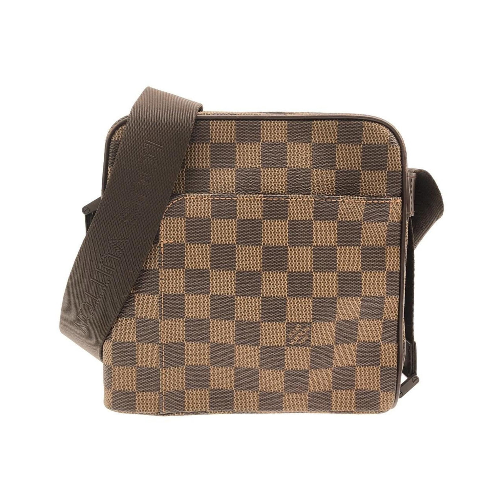 Coated Canvas By Shoulder Bag Louis Vuitton: Coated Canvas By Shoulder Bag Louis Vuitton Coated canvas by shoulder bag in Ebene color, featuring gold hardware. This Louis Vuitton bag has a few traces of usage and some minor scratches/dirt, but