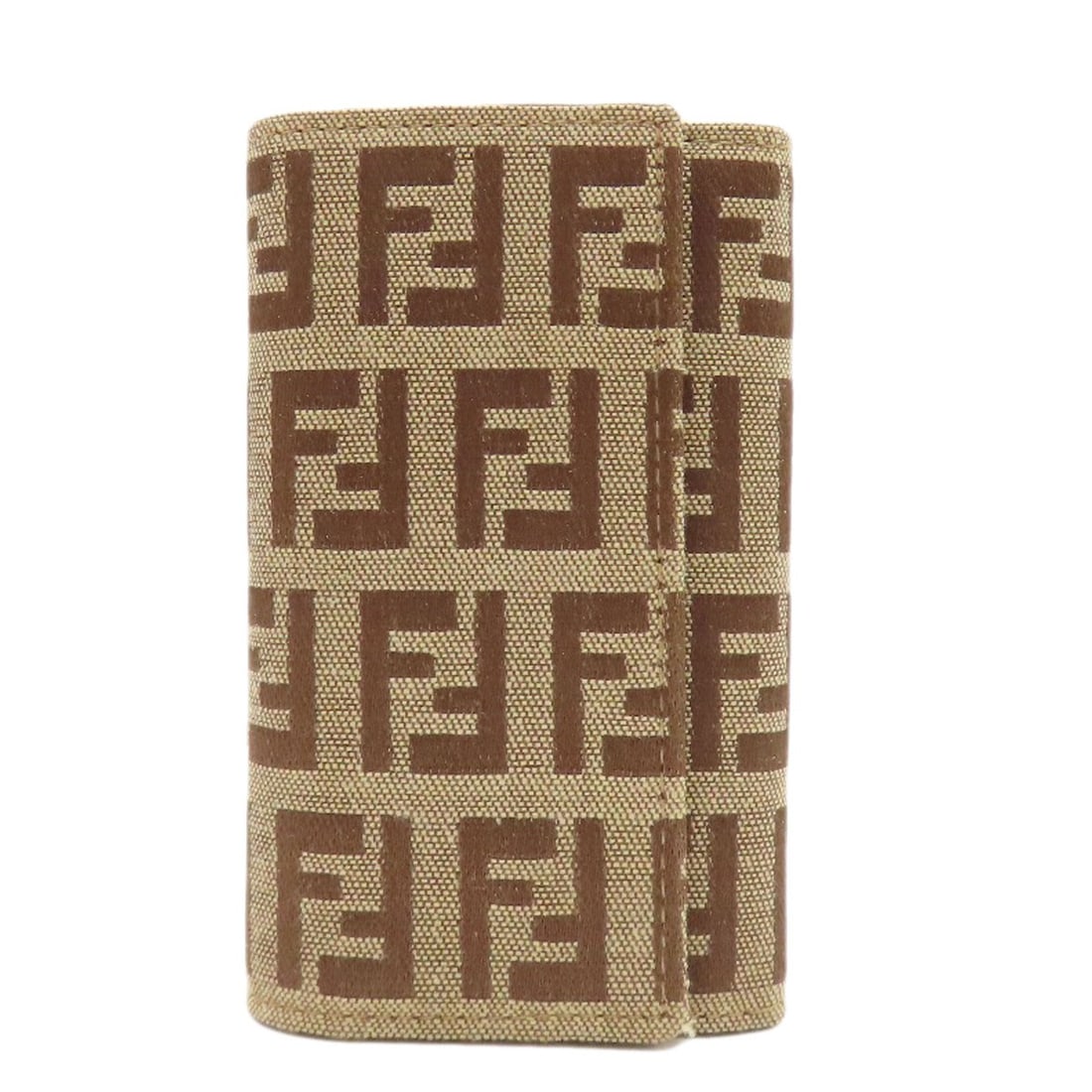 Pattern key holder canvas by Fendi Zucca: Pattern key holder canvas by Fendi Zucca Brown canvas key holder by Fendi Zucca, featuring a classic design with a simple yet stylish pattern. Made from high-quality canvas material, this functional a