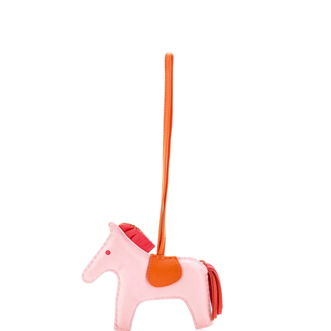Hermes GriGri Rodeo Bag Charm Leather MM: Hermes GriGri Rodeo Bag Charm Leather MM The Hermes GriGri Rodeo Bag Charm Leather MM features a striking orange and pink leather exterior with matching interior, adding a pop of color to any