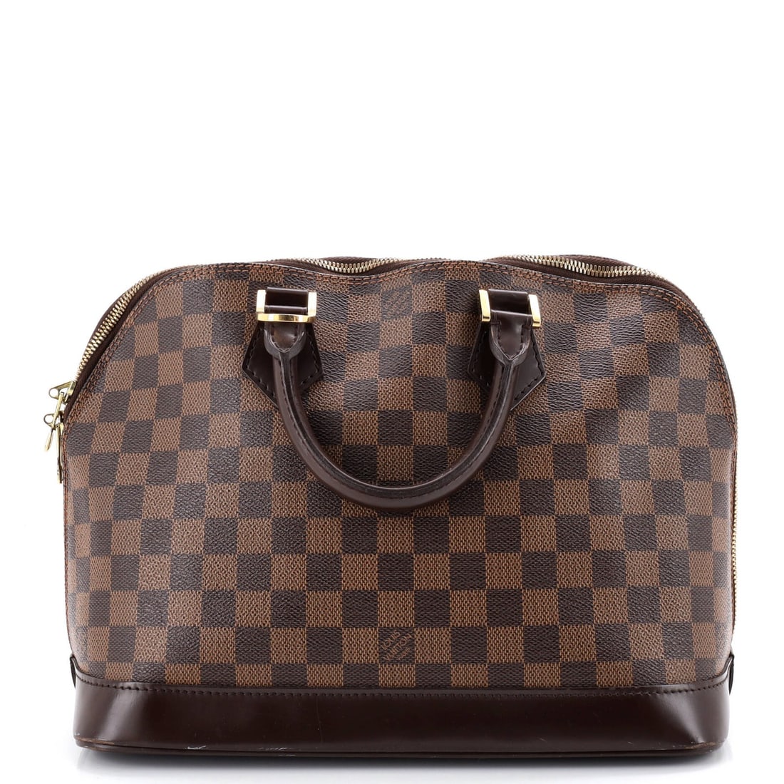 Damier Handbag Alma Louis Vuitton: Damier Handbag Alma Louis Vuitton Damier Handbag Alma Louis Vuitton - A Brown Canvas Coated Classic.The Alma handbag features a timeless design with top handle and Damier PM pattern, showcasing the ic