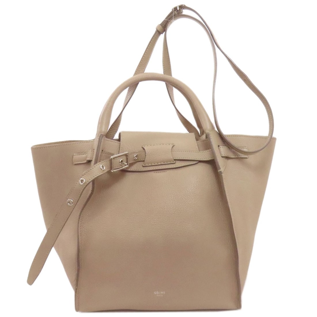 Celine Big Bag Small 2Way Handbag Calf: Celine Big Bag Small 2Way Handbag Calf Beige Celine Big Bag in Calf Leather. This small two-way handbag boasts a classic design with clean lines and a timeless aesthetic. Made from high-quality calf l