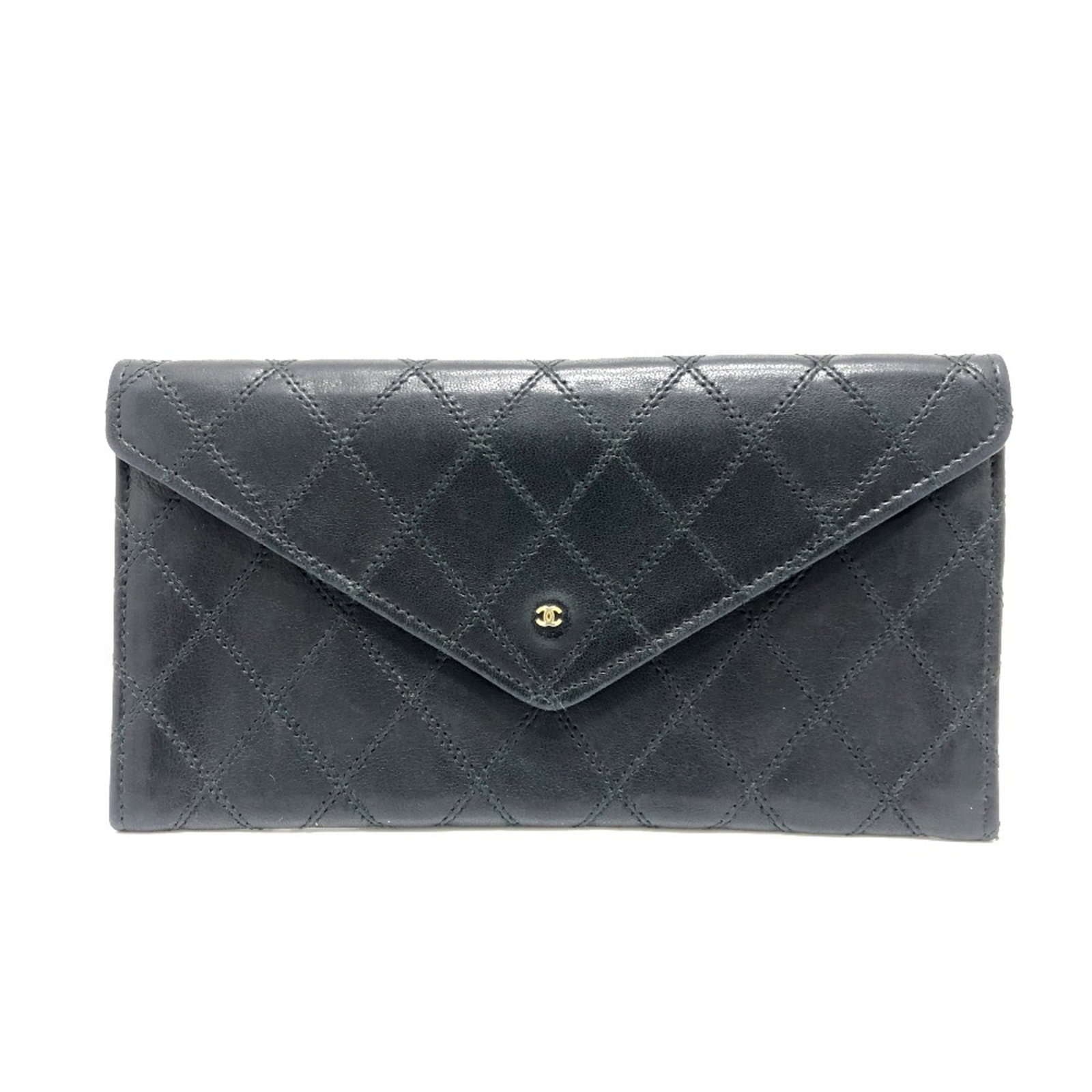 Chanel Long Wallet (Bi-Fold) Leather: Chanel Long Wallet (Bi-Fold) Leather The Chanel Long Wallet (Bi-Fold) Leather features classic design with a lambskin material, showcasing the iconic black color. Measuring 10cm x 19cm x 8.00mm, it