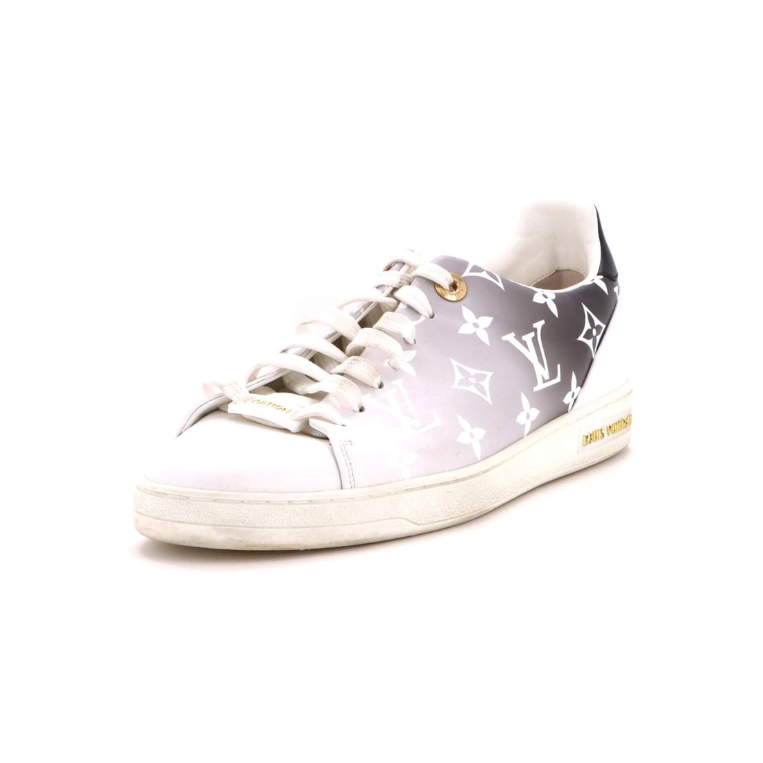 Louis Vuitton Women's FrontRow Sneakers Gradient Monogram Printed Leather: Louis Vuitton Women's FrontRow Sneakers Gradient Monogram Printed Leather Black and White Gradient Monogram Printed Leather, the Women's FrontRow Sneakers from Louis Vuitton feature a striking design