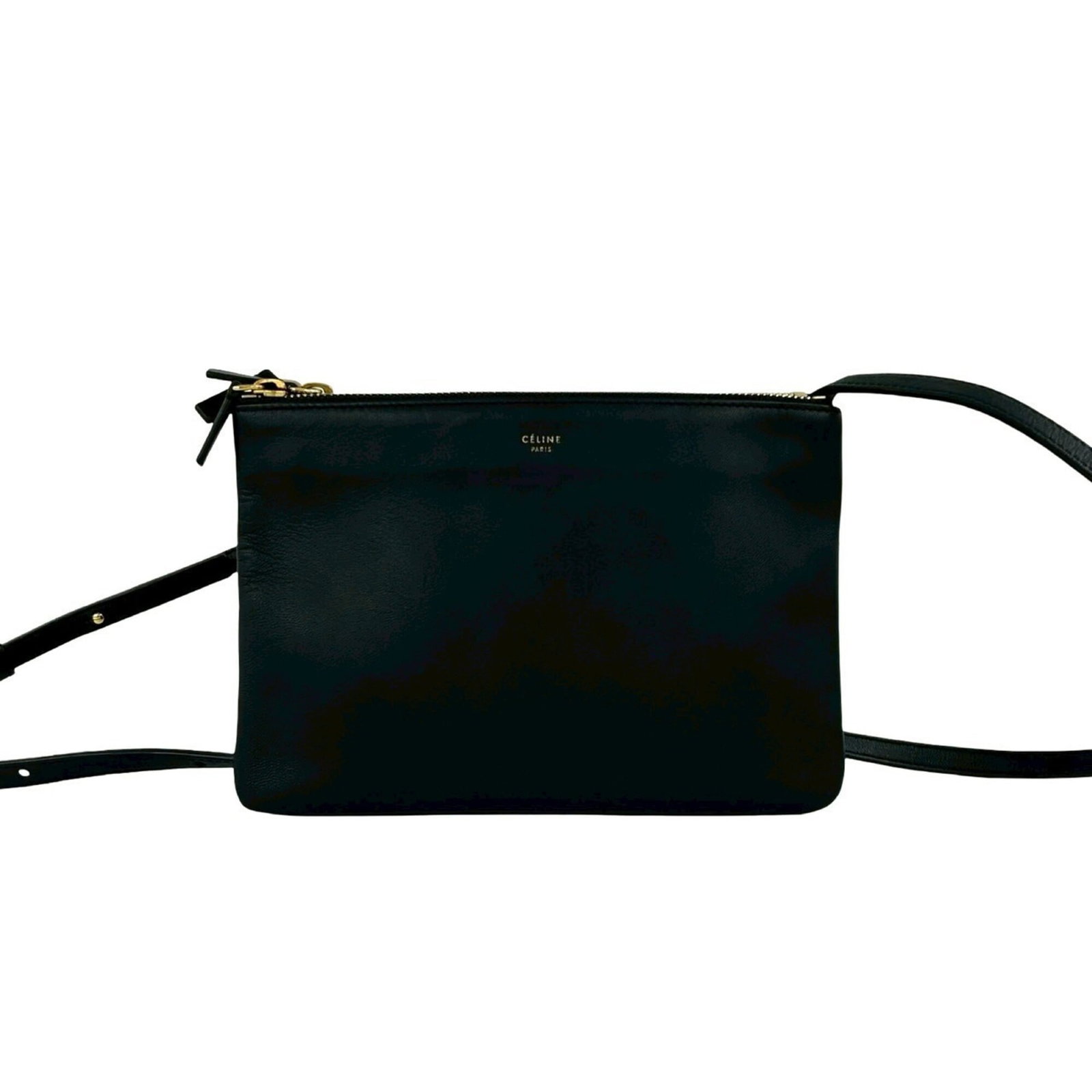 Celine Pochette Shoulder Bag Sling Bag Leather: Celine Pochette Shoulder Bag Sling Bag Leather Celine Pochette Sling Bag in Black Leather. This used, very good condition leather bag features the iconic Celine design with a sleek black finish and