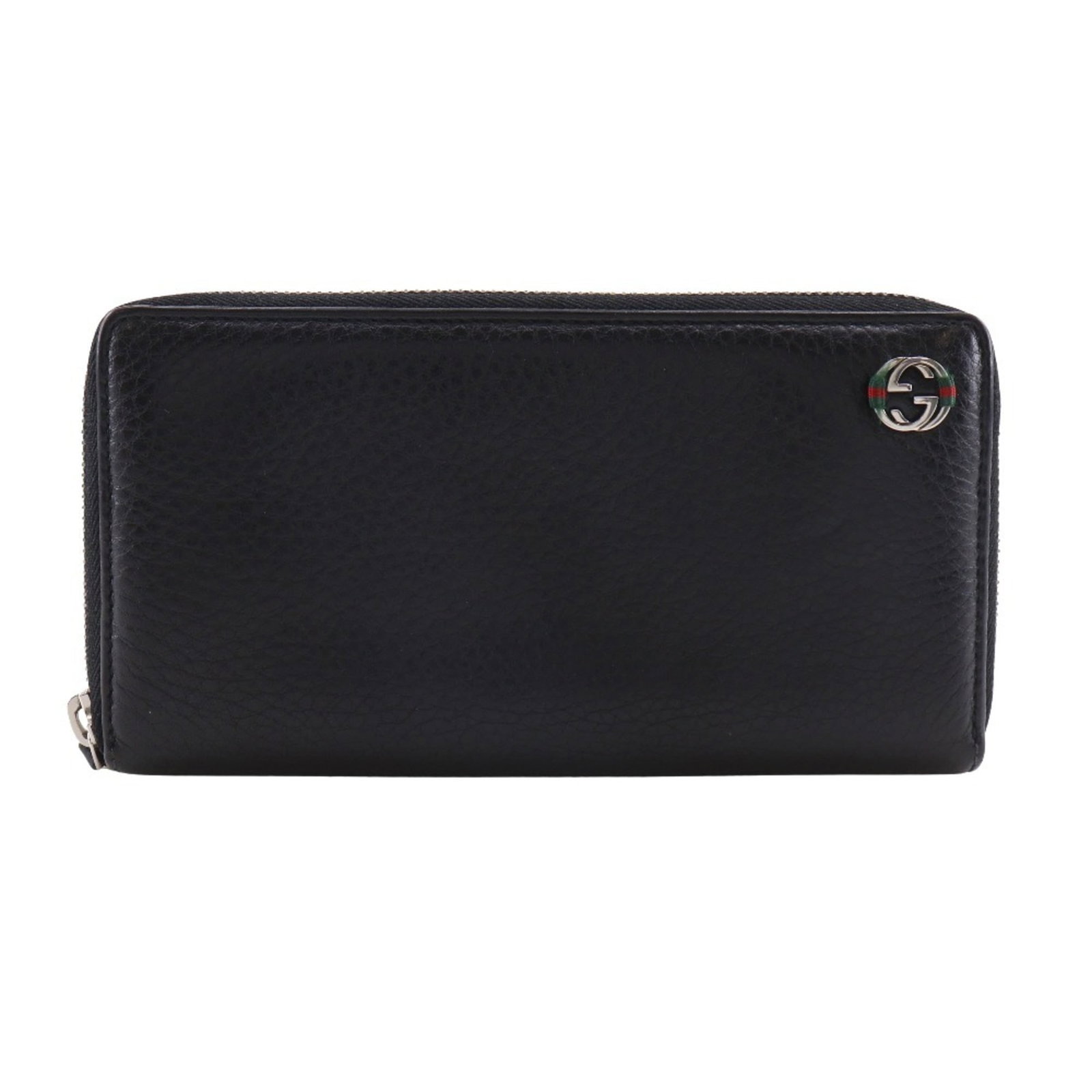 Long Wallet Leather Bi Fold Gucci: Long Wallet Leather Bi Fold Gucci Black leather bi-fold wallet from Gucci, measuring 10.5cm x 19cm x 2cm, with traces of usage and minor scratches visible. This long wallet features a classic design