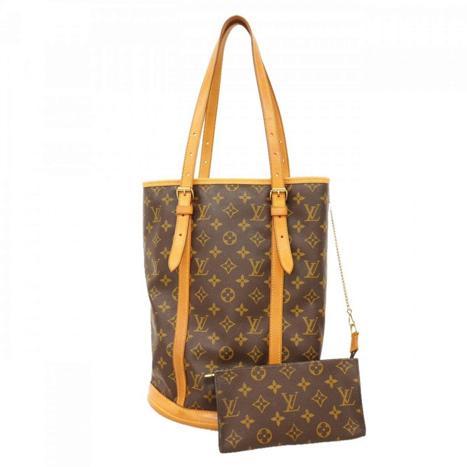 Louis Vuitton Tote Bag: Louis Vuitton Tote Bag Brown Louis Vuitton Tote Bag, 36cm x 27cm x 21cm. This used tote bag features the iconic brown color and classic design of Louis Vuitton, with traces of usage visible on its