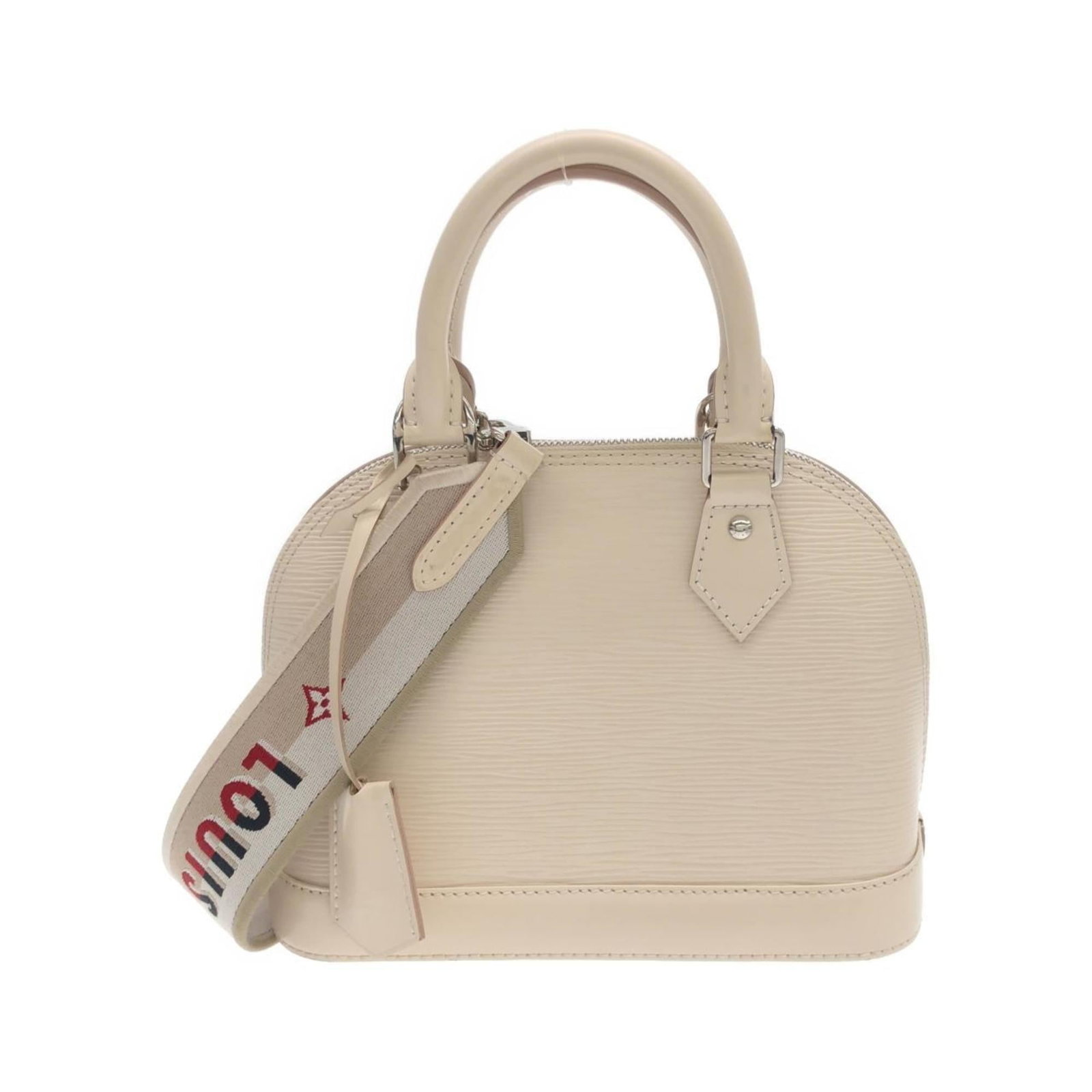 Handbag Leather Louis Vuitton: Handbag Leather Louis Vuitton Handbag made from genuine Louis Vuitton calf leather, featuring silver hardware and a classic design. Measuring 18cm x 24cm x 11cm, it has a comfortable handle length of 