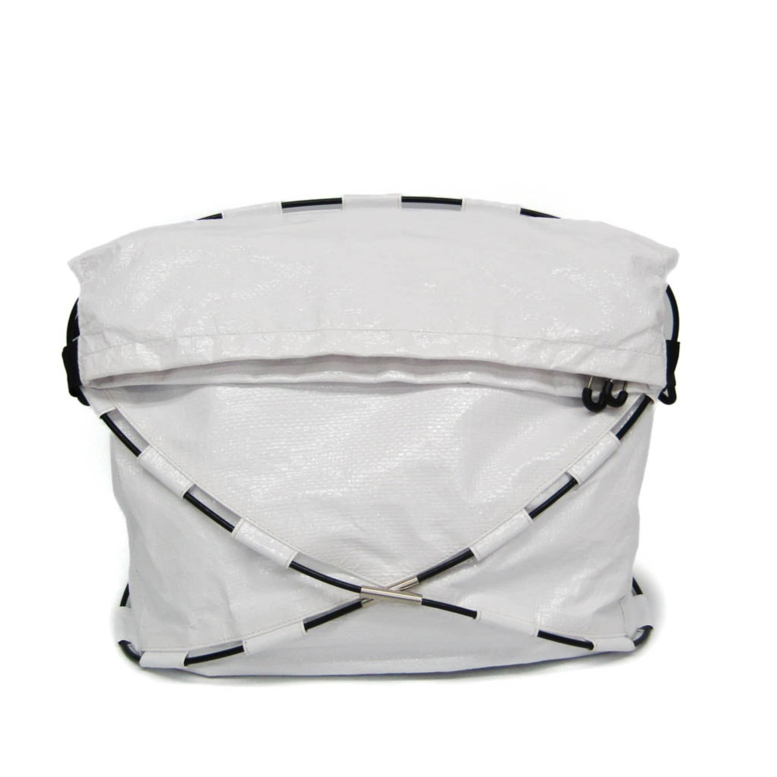 Nylon shoulder bag sling by Bottega Veneta: Nylon shoulder bag sling by Bottega Veneta White nylon shoulder bag sling from Bottega Veneta, featuring a zipper closure and two zippered pockets for added functionality. The bag's durable nylon