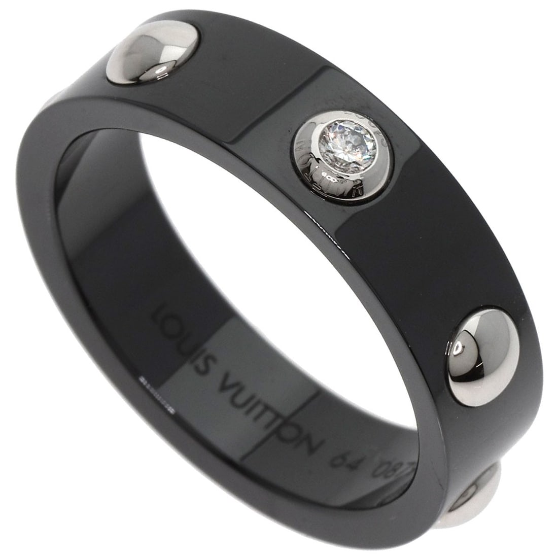 Louis Vuitton Petite Berg Crew 1P Diamond #64 Ring Ceramic Pt900: Louis Vuitton Petite Berg Crew 1P Diamond #64 Ring Ceramic Pt900 The Louis Vuitton Petite Berg Crew 1P Diamond #64 Ring Ceramic Pt900 boasts sleek black ceramic design and features a striking diamond