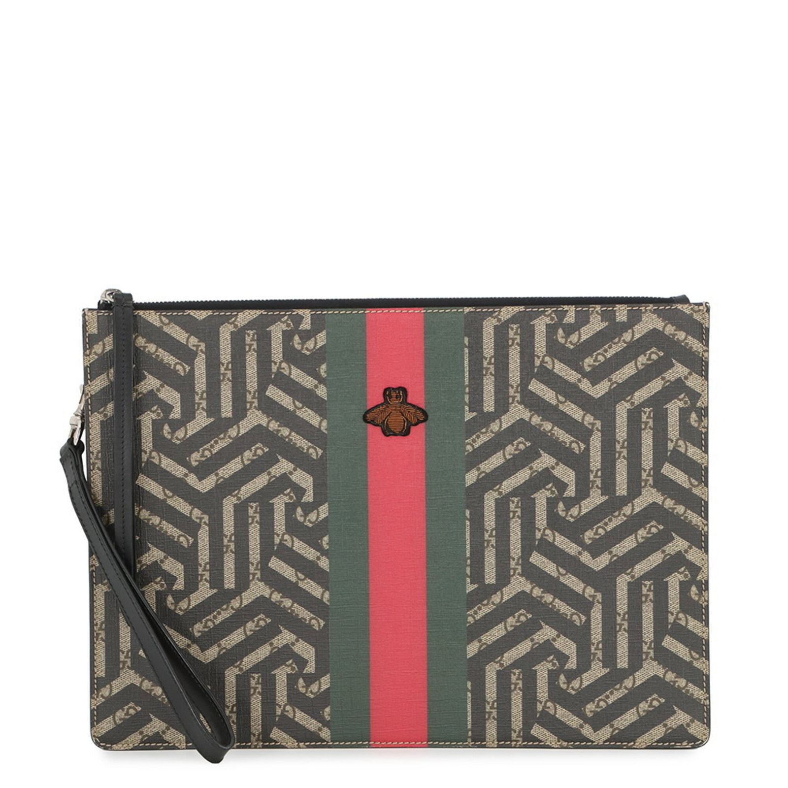 Handbag Gucci Clutch Leather Pouch Bag: Handbag Gucci Clutch Leather Pouch Bag Gucci Clutch Leather Pouch Bag in Black with Multi-Color Accents, featuring high-quality leather construction and a sleek design. This versatile bag measures