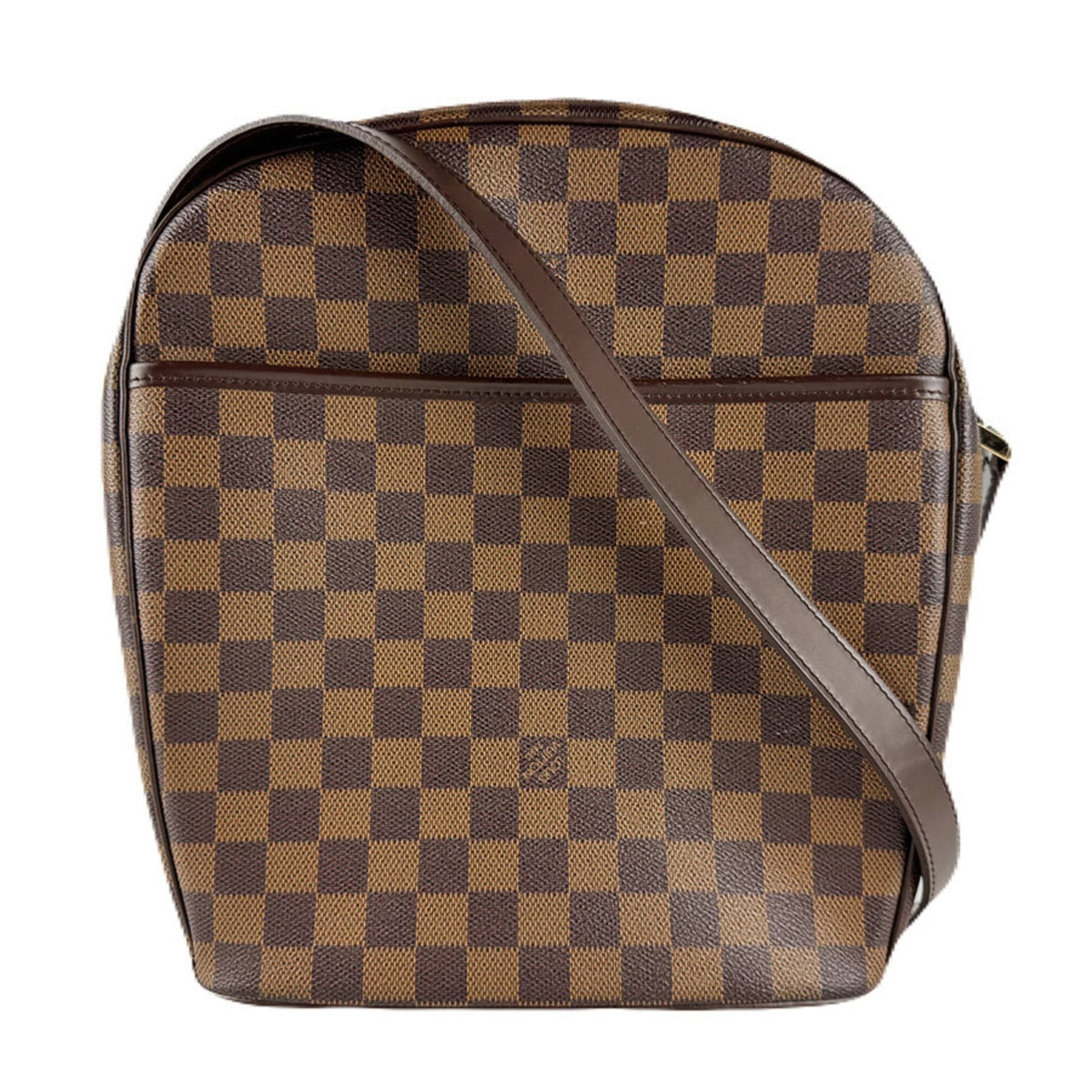 Shoulder Bag Damier Canvas Louis Vuitton: Shoulder Bag Damier Canvas Louis Vuitton Damier Canvas Louis Vuitton shoulder bag, featuring the iconic Damier pattern in Ebene color. This pre-owned bag boasts classic design with a durable Damier ca