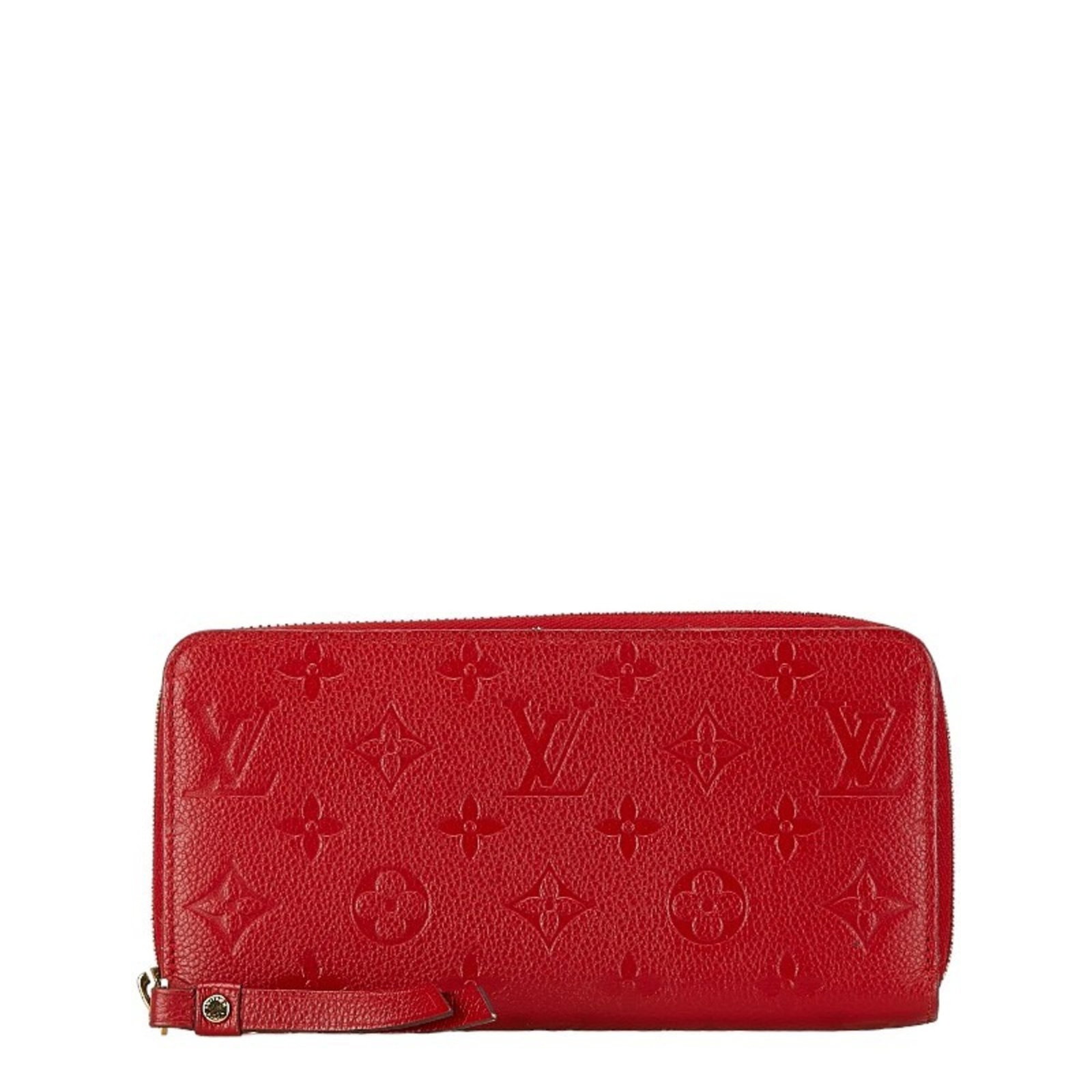 Coin purse leather case by Louis Vuitton: Coin purse leather case by Louis Vuitton Auriane red leather coin purse case by Louis Vuitton, measuring 10cm x 19.5cm x 2.5cm, features a classic design with subtle signs of usage and minor