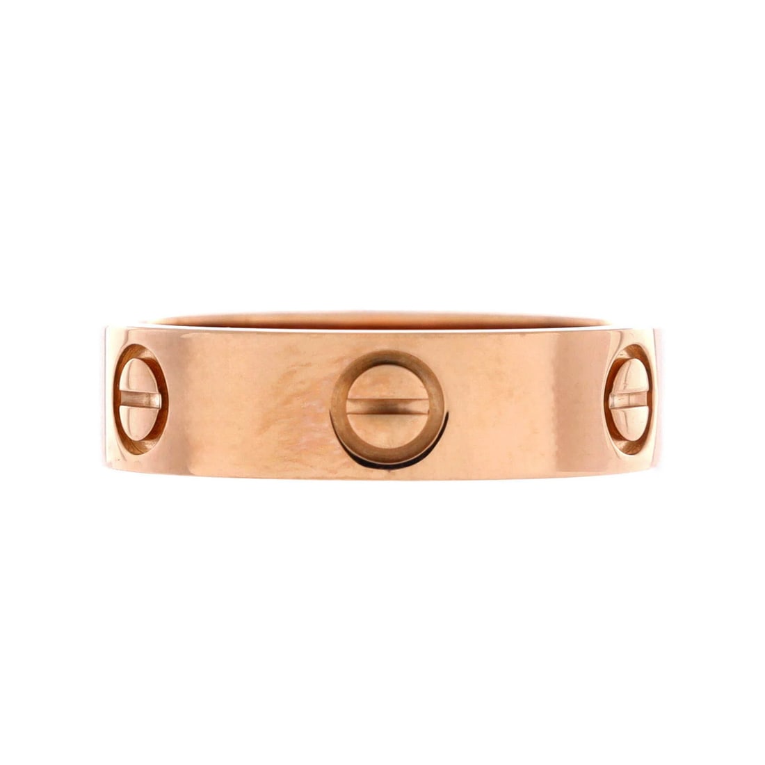 Love Cartier Ring 18K Gold Rose: Love Cartier Ring 18K Gold Rose 18K Rose Gold Love Band Ring in Great Condition. This elegant ring boasts a beautiful rose gold hue and measures 5.50 mm in width, making it a stunning accessory for an