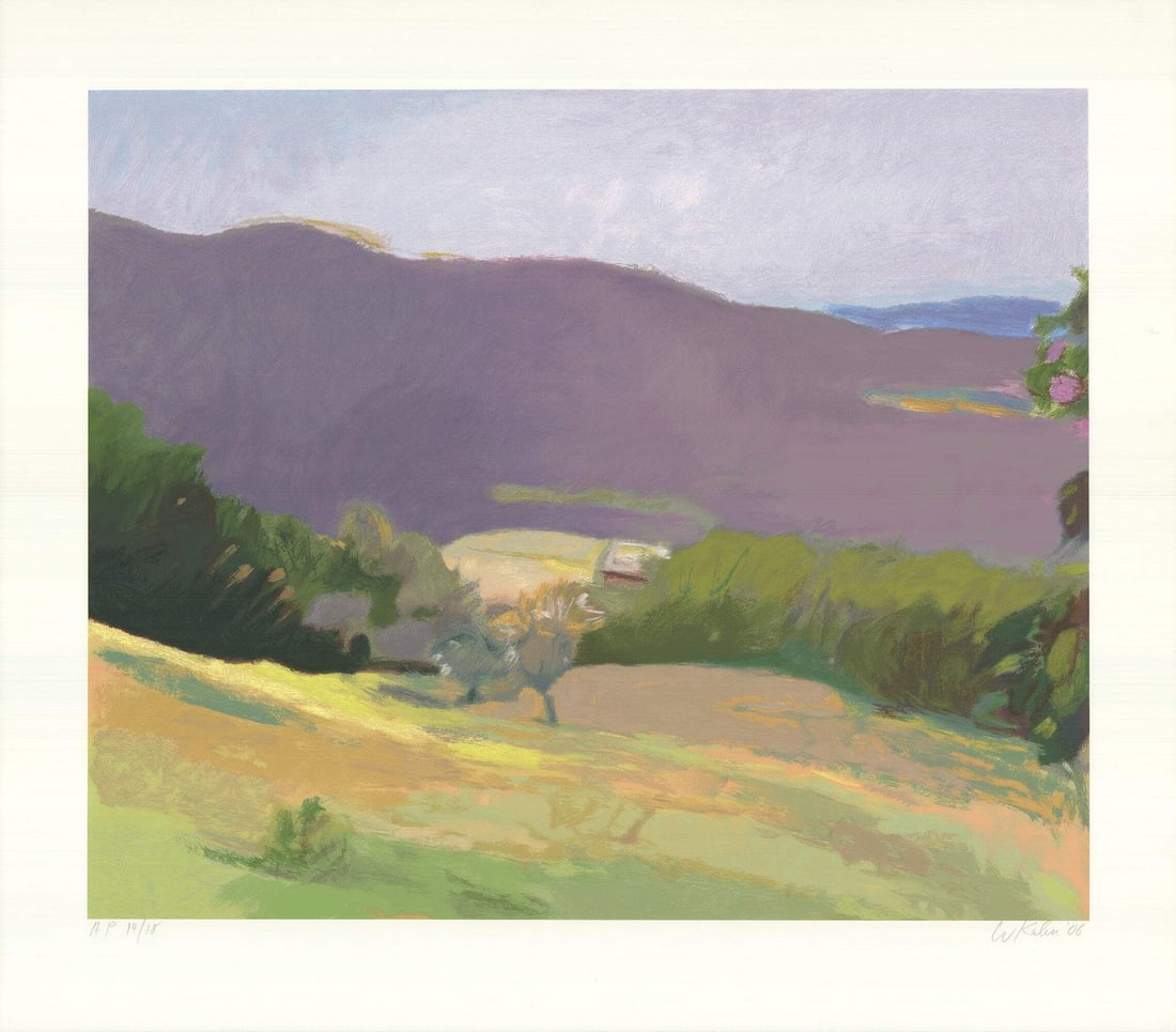 WOLF KAHN Down in the Valley SIGNED 35" x 40" Serigraph 2003 Realism Pastel Gre (1 of 20)