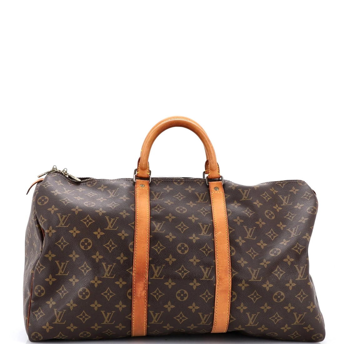 Louis Vuitton Keepall Bag Monogram Canvas 50: Louis Vuitton Keepall Bag Monogram Canvas 50 The Louis Vuitton Keepall Bag Monogram Canvas 50 is a classic duffle bag with a rich history, featuring the iconic monogram canvas design in brown. With it