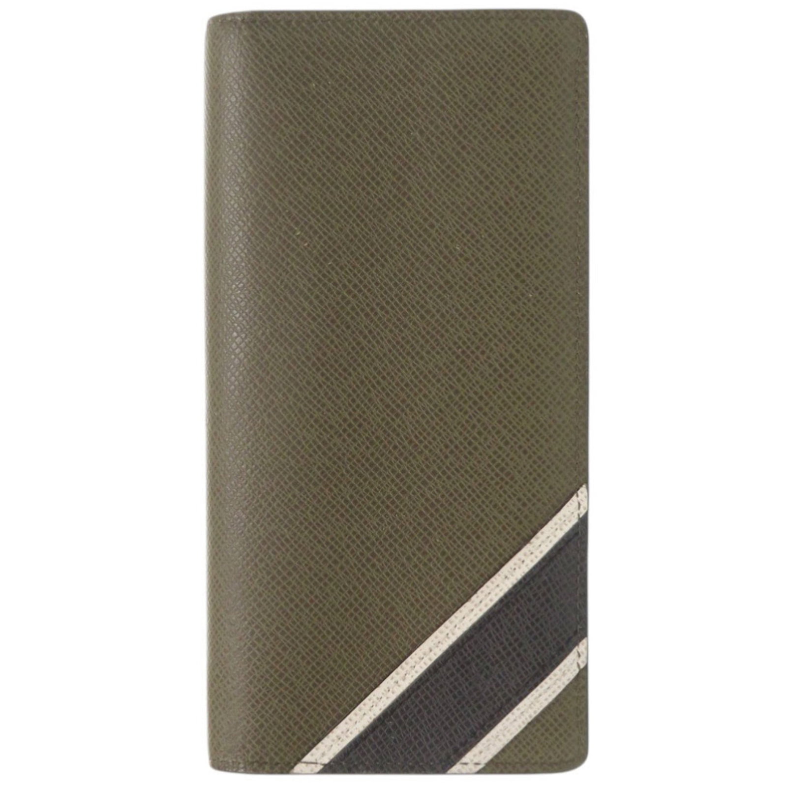 Louis Vuitton Long Wallet (Bi-Fold) Taiga Leather: Louis Vuitton Long Wallet (Bi-Fold) Taiga Leather Taiga Leather gives this Louis Vuitton Long Wallet its distinctive look and feel, with a khaki color that adds a touch of earthy sophistication. The